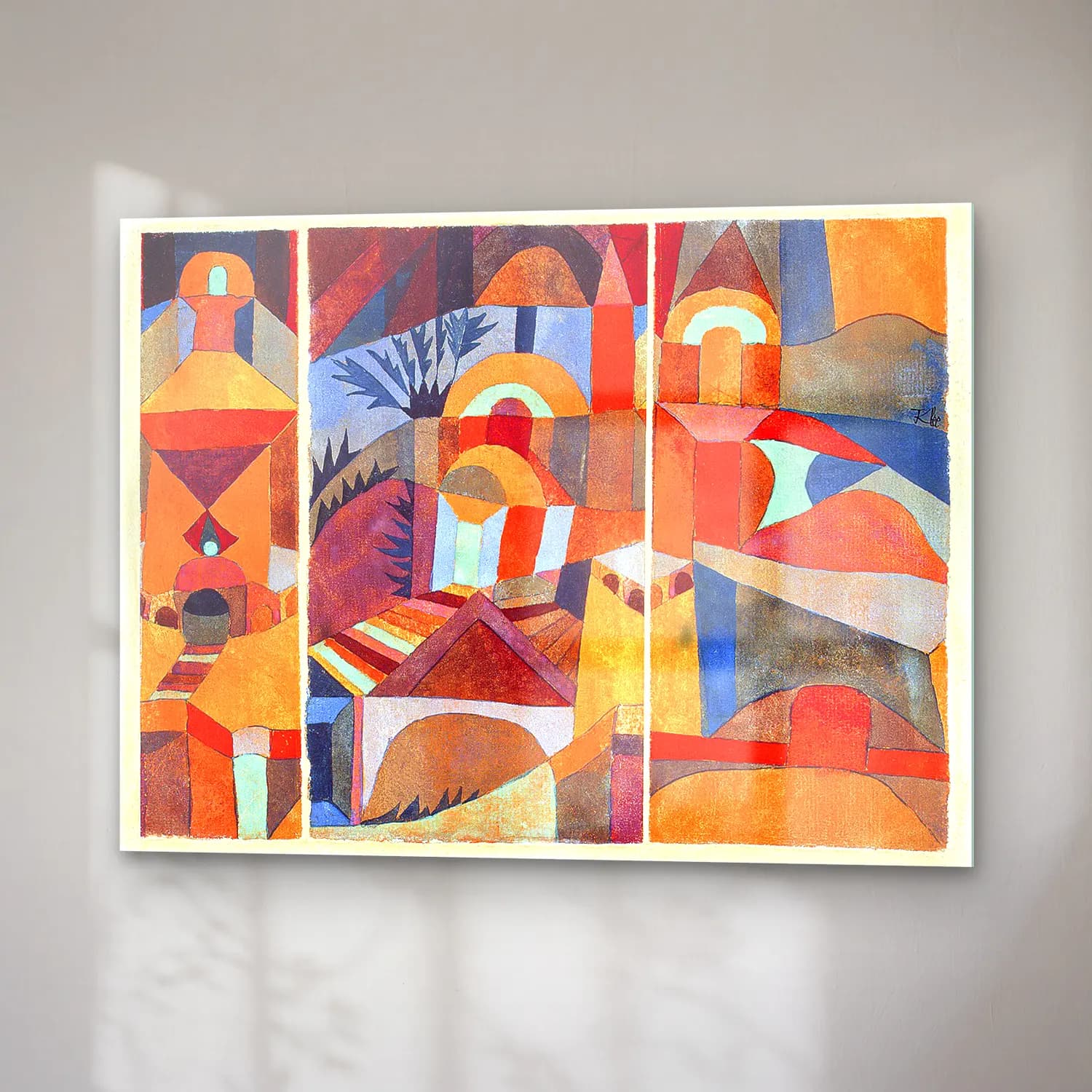 Paul Klee – Temple Gardens No. 3 cam tablo — sağ açıdan görünüm