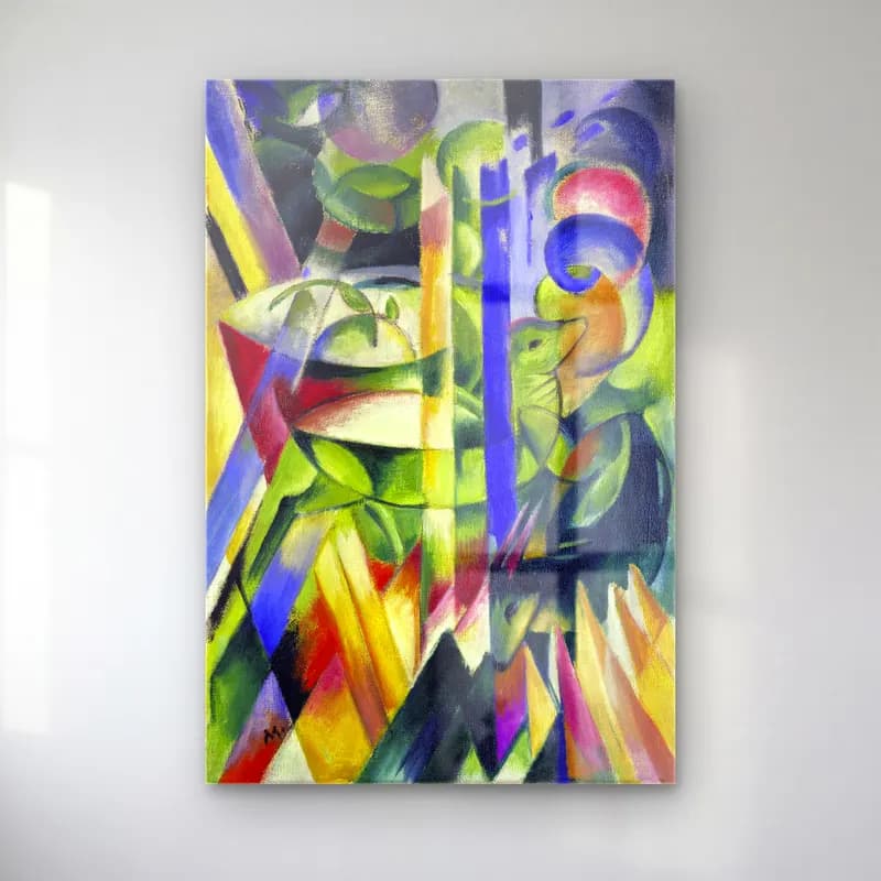Franz Marc – The Little Mountain Goats painting in high resolution cam tablo — Franz Marc – The Little Mountain Goats painting in high resolution — modern soyut kurbağa
