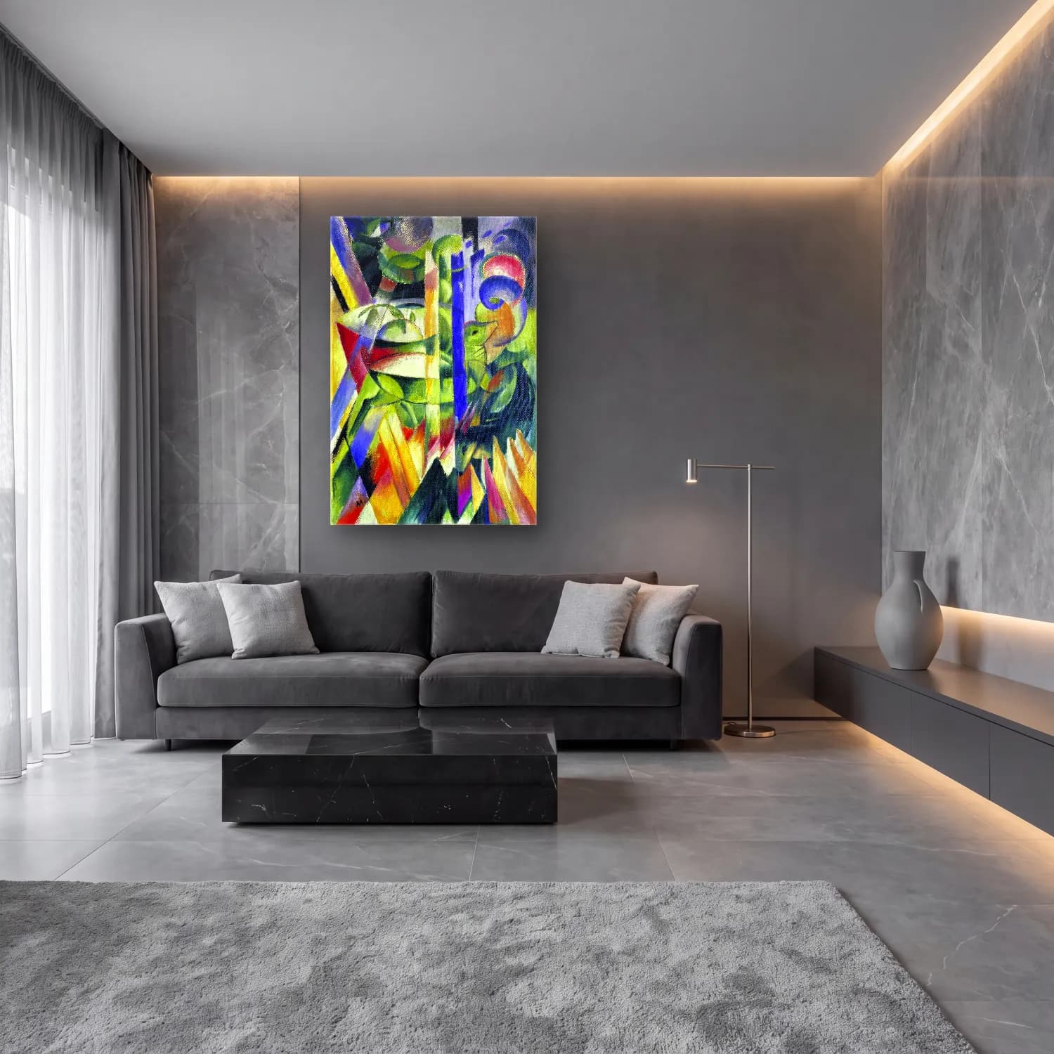 Franz Marc – The Little Mountain Goats painting in high resolution cam tablo — lüks salon duvarında