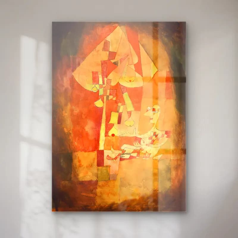 Paul Klee – The Man Under the Pear Tree cam tablo — Paul Klee – The Man Under the Pear Tree — modern soyut anne ve çocuk