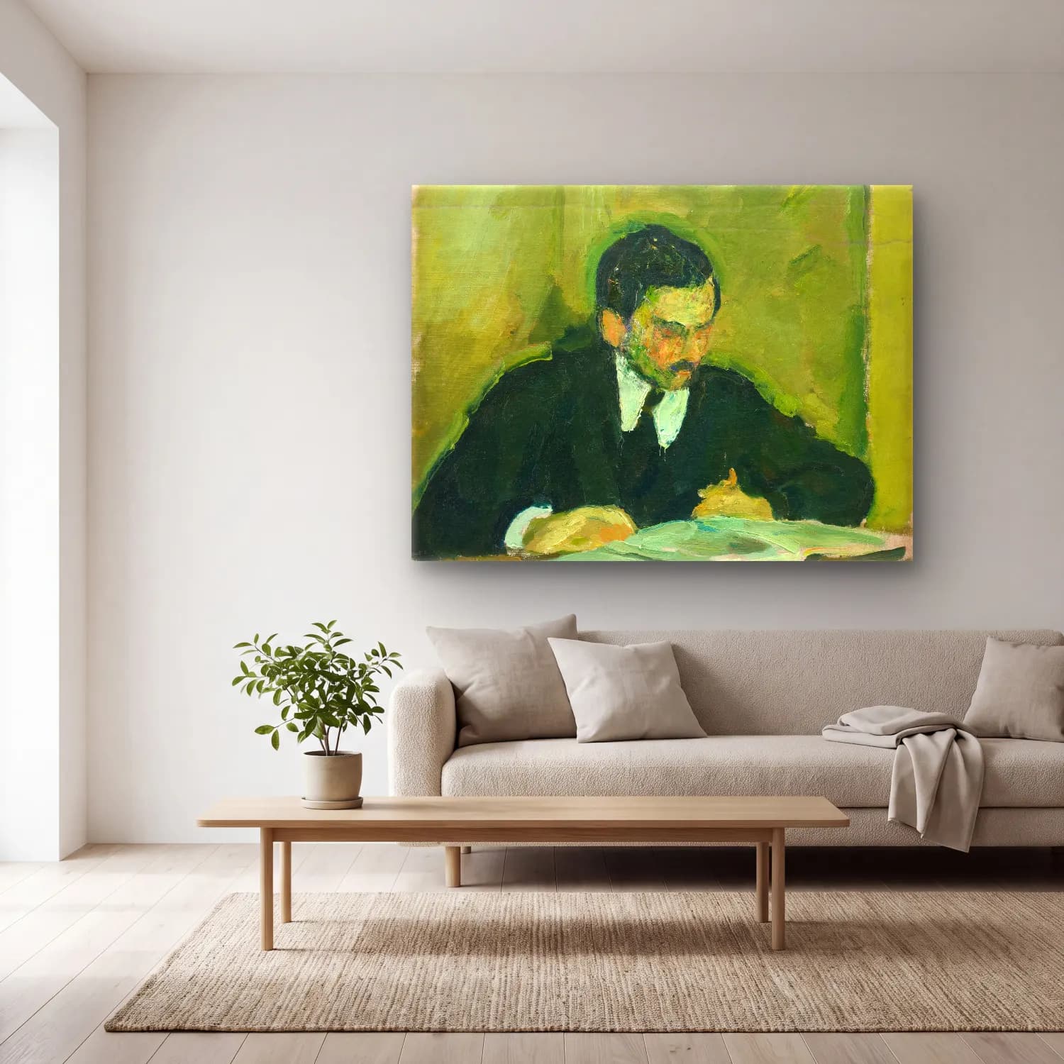 Harald Giersing – The painter Ernst Goldschmidt reading cam tablo — açık renk salonda