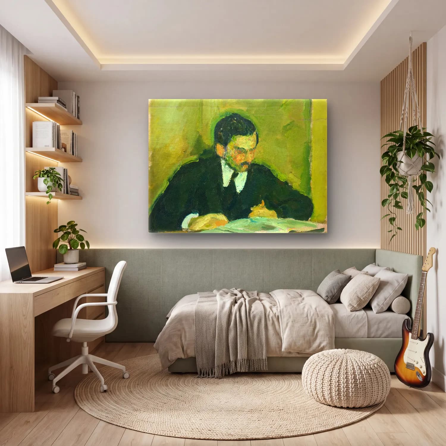 Harald Giersing – The painter Ernst Goldschmidt reading cam tablo — genç odasında