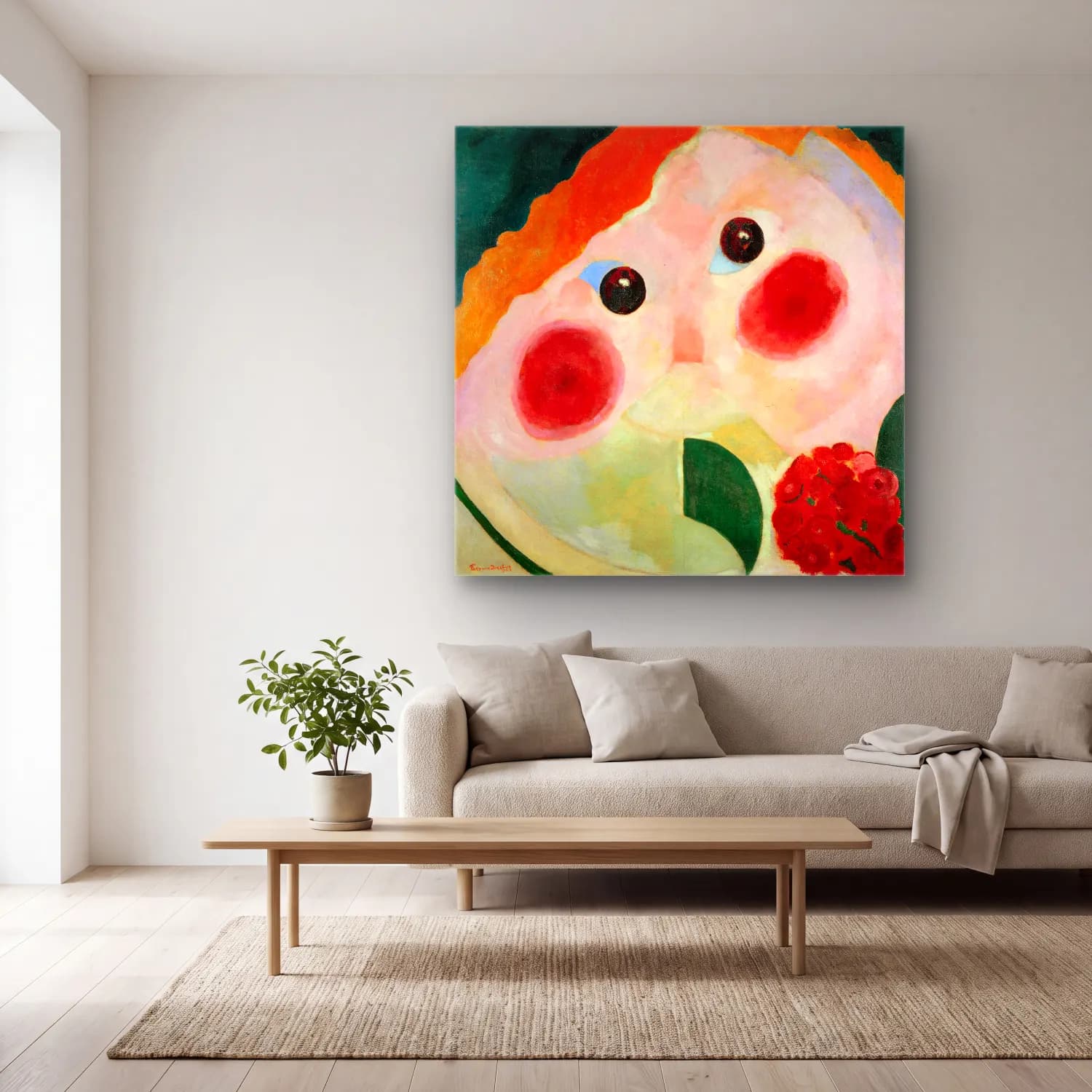 Theo van Doesburg – Girl with Ranunculus cam tablo — açık renk salonda