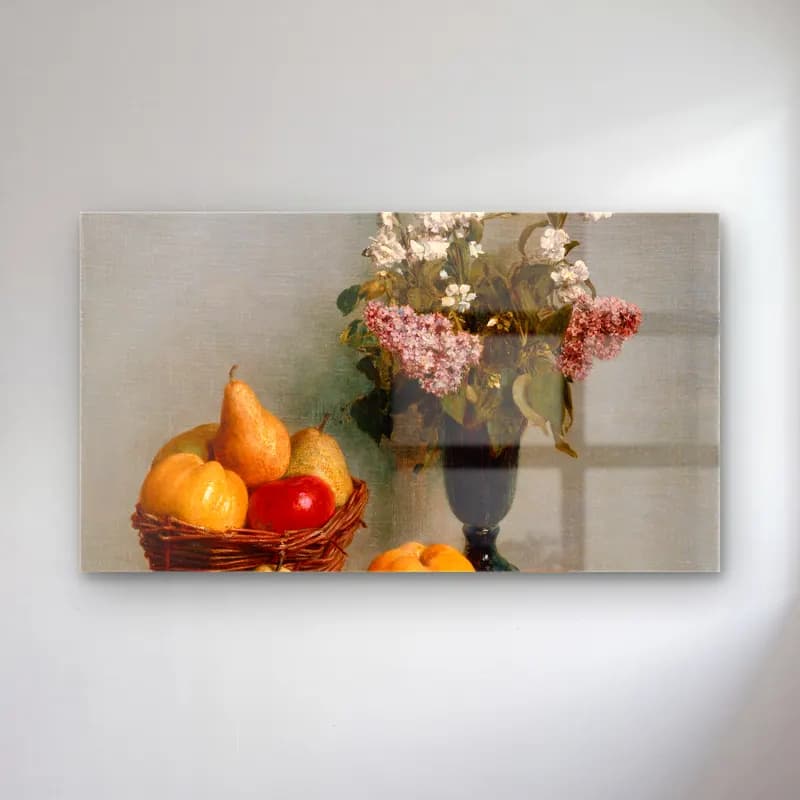 Henri Fantin-Latour – Still Life with Flowers and Fruit cam tablo — Henri Fantin-Latour – Still Life with Flowers and Fruit — empresyonist meyveli natürmort