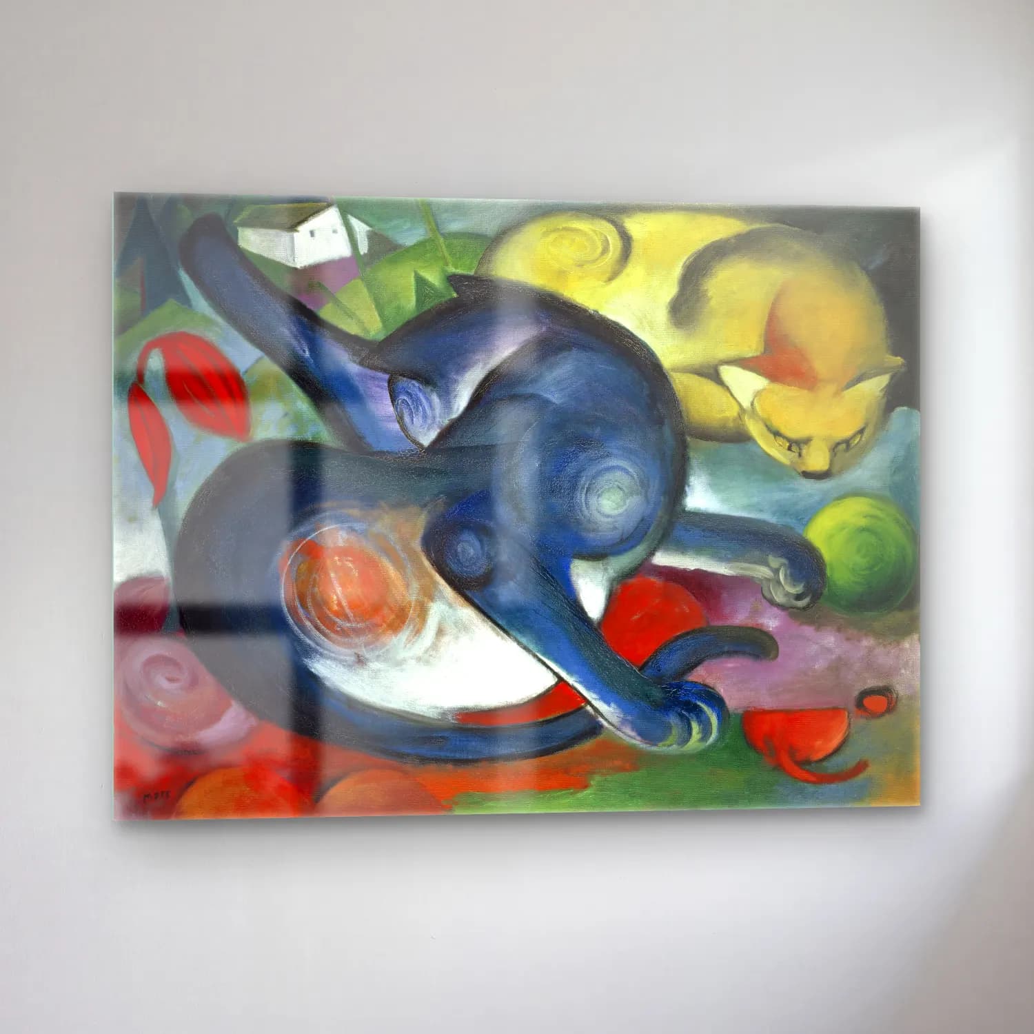 Franz Marc – Two cats, blue and yellow painting in high resolution cam tablo — sol açıdan görünüm