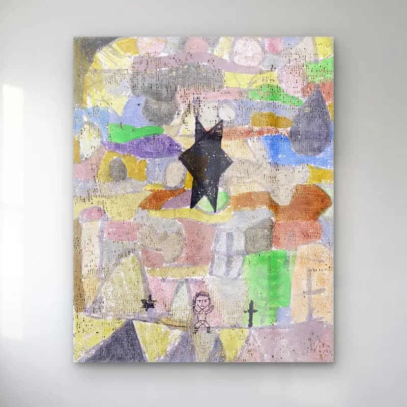 Paul Klee – Under a black star cam tablo — Paul Klee – Under a black star — modern soyut yıldızlı gece