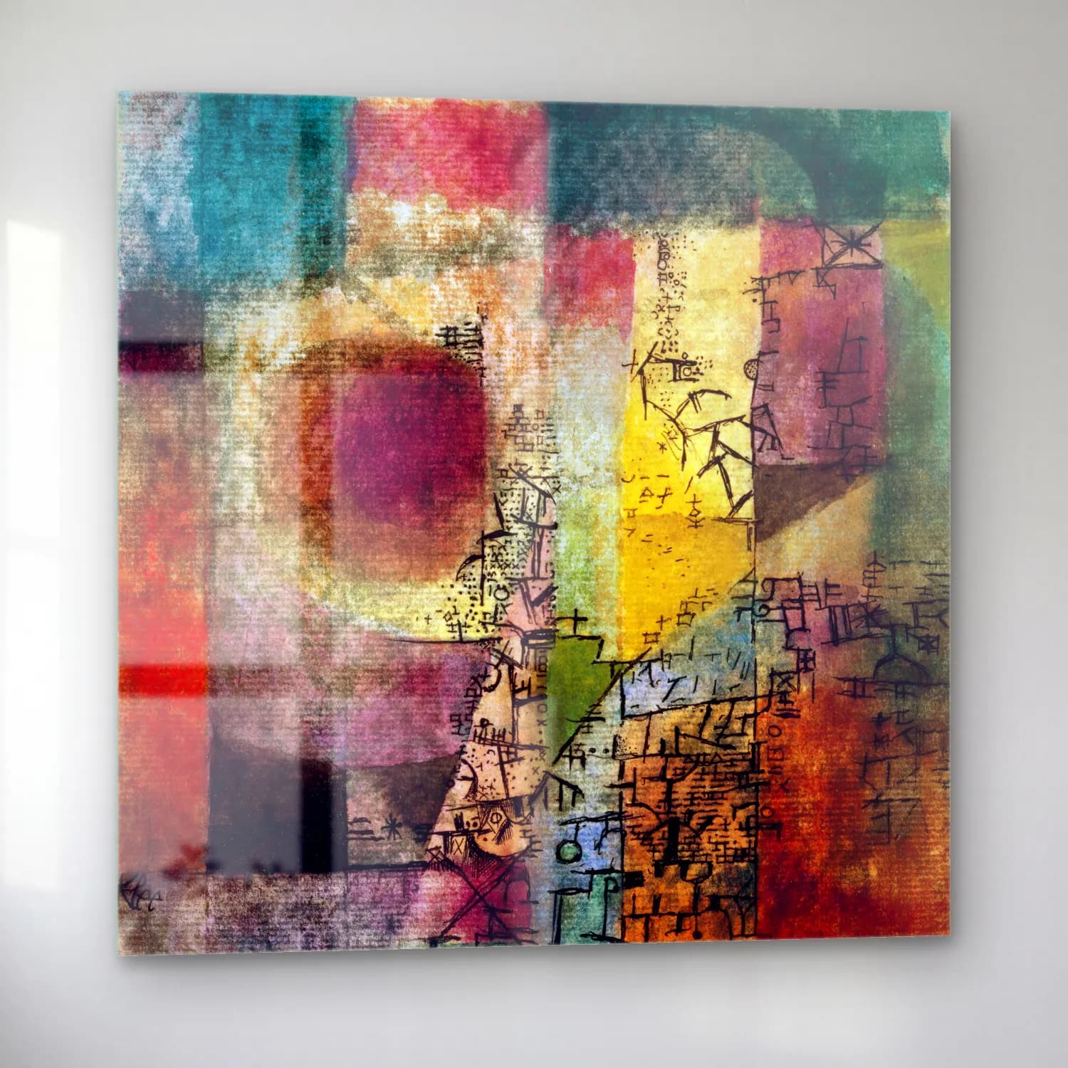 Paul Klee – Untitled – Pastel Tonlar cam tablo — sol açıdan görünüm