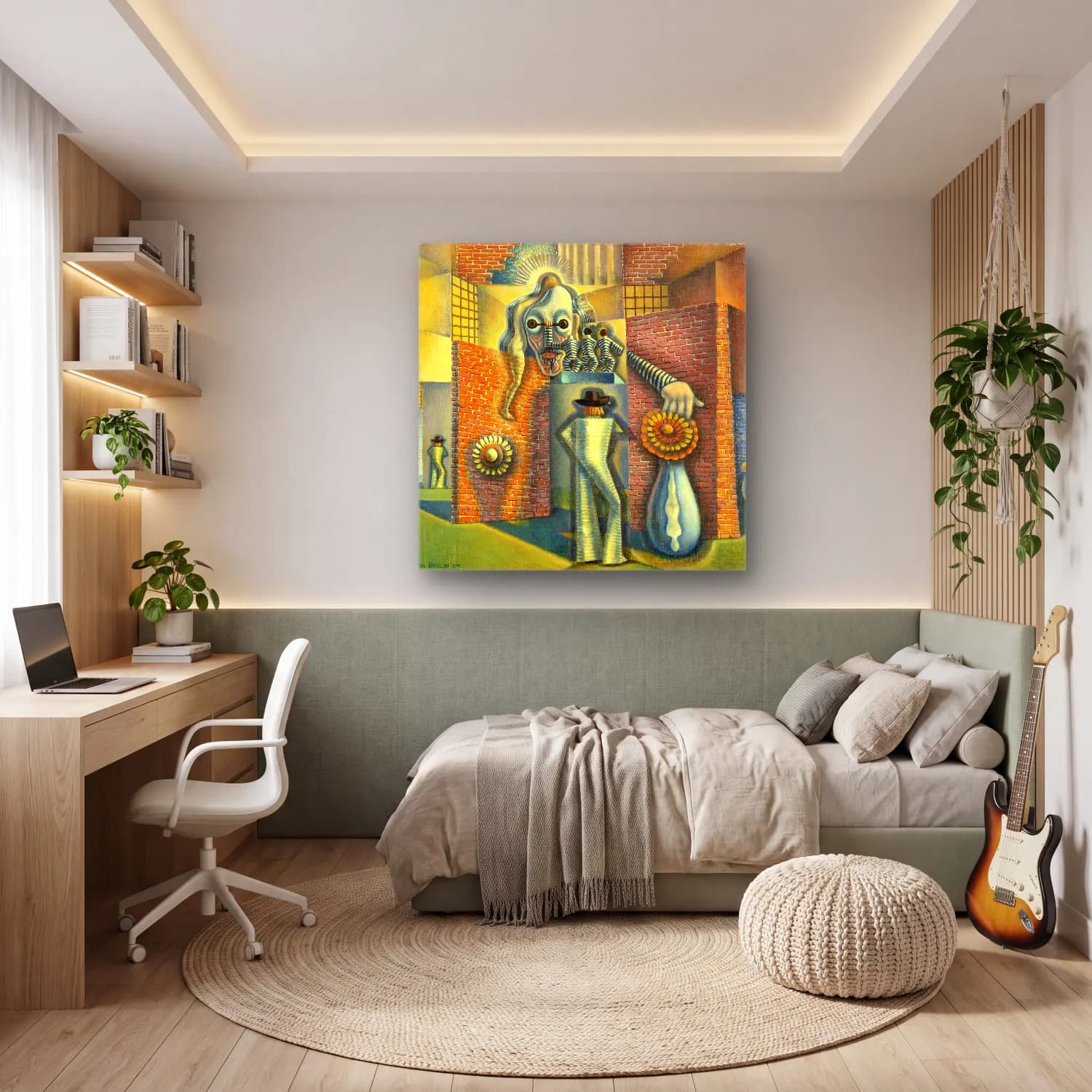 Benjamin F Berlin – Untitled (Surreal Abstraction) cam tablo — genç odasında