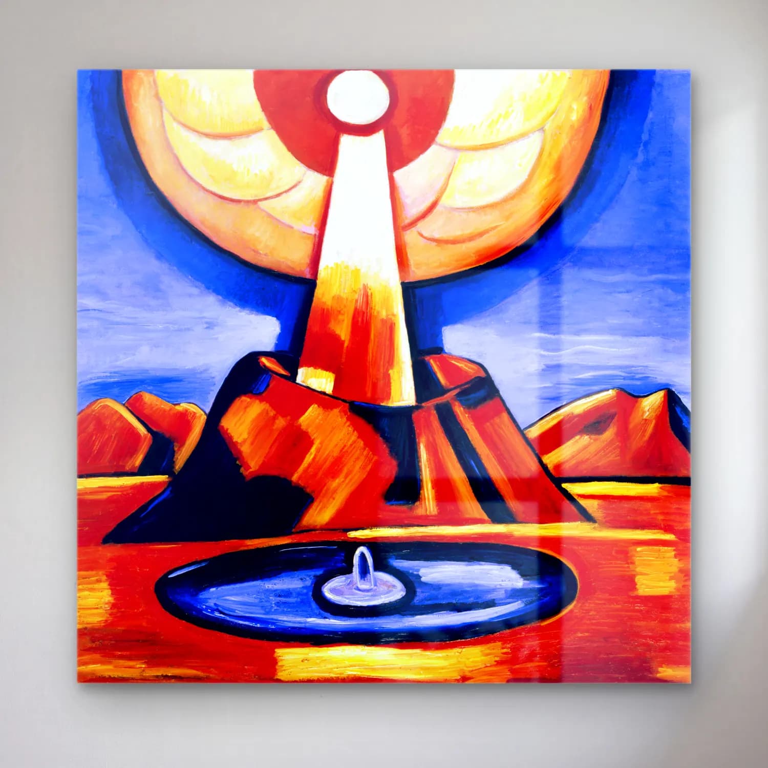 Marsden Hartley – Yliaster Paracelsus cam tablo — Marsden Hartley – Yliaster Paracelsus — yağlı boya soyut manzara