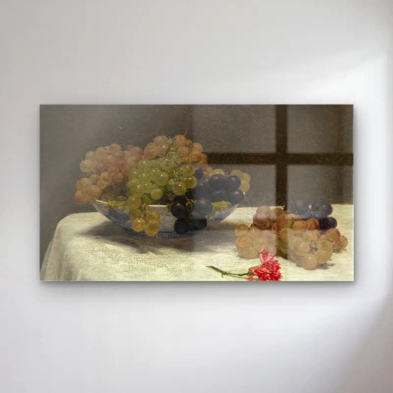 Henri Fantin-Latour – Still Life with Grapes and a Carnation cam tablo — Henri Fantin-Latour – Still Life with Grapes and a Carnation — empresyonist üzümler