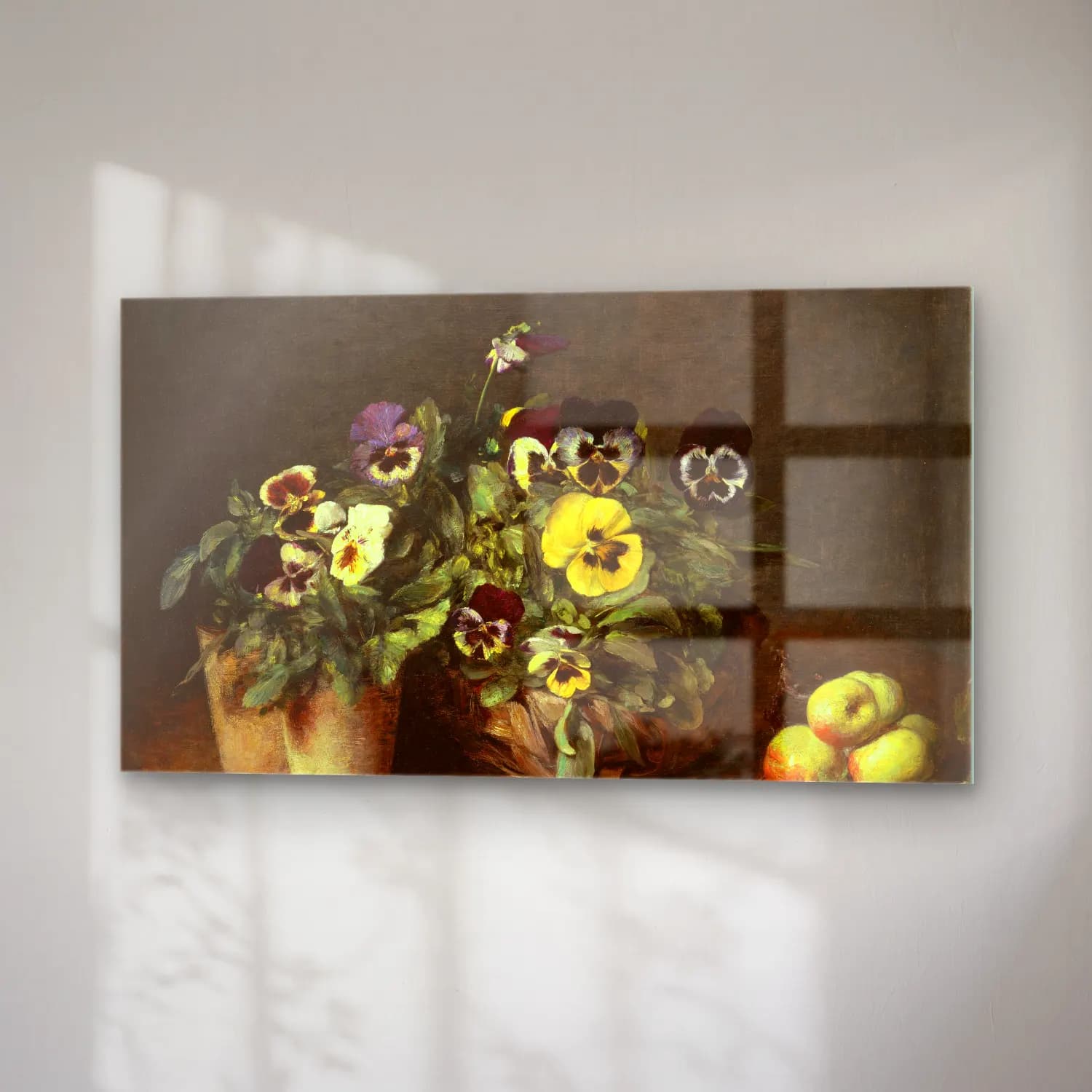 Henri Fantin-Latour – Still Life with Pansies cam tablo — sağ açıdan görünüm