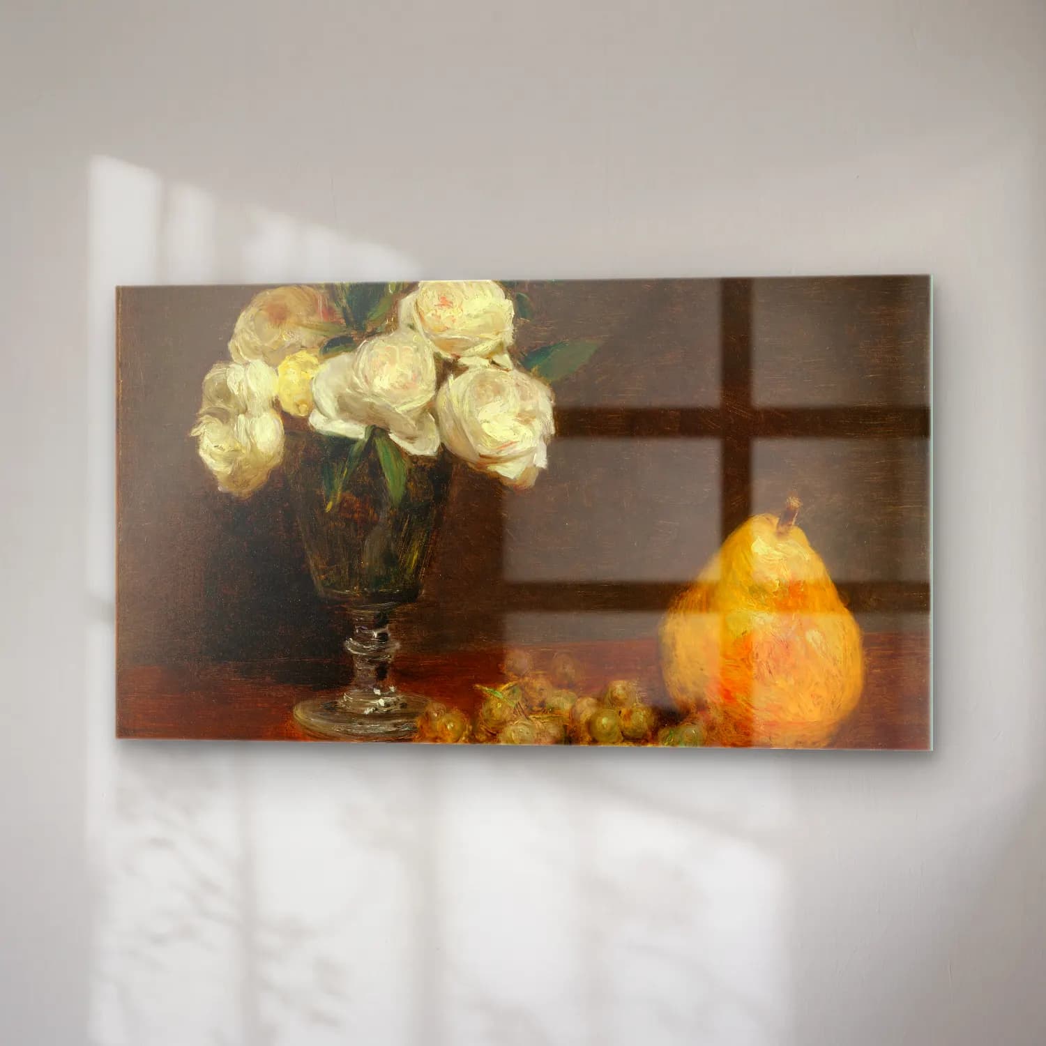 Henri Fantin-Latour – Still Life with Roses and Fruit cam tablo — sağ açıdan görünüm