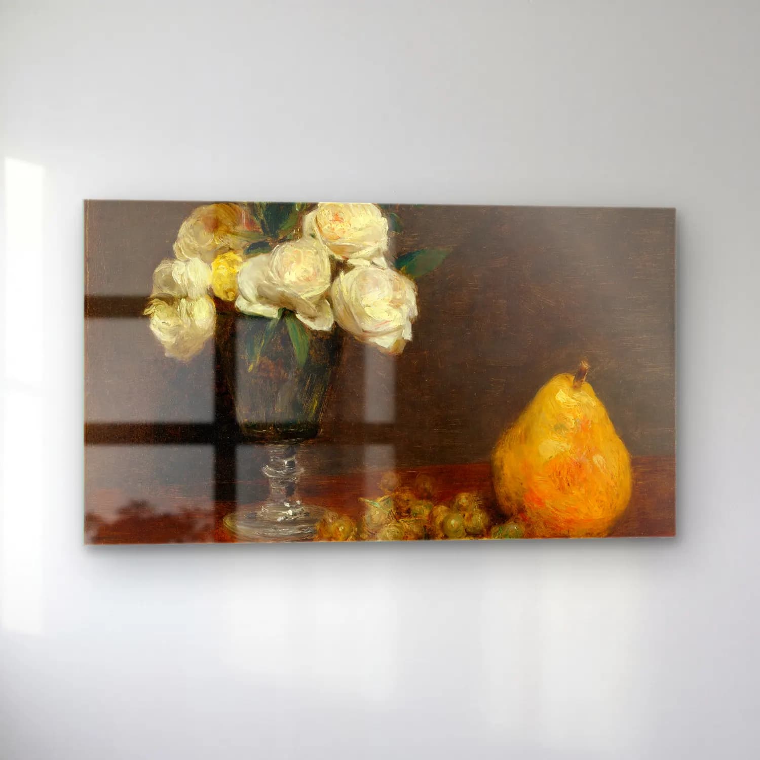 Henri Fantin-Latour – Still Life with Roses and Fruit cam tablo — sol açıdan görünüm