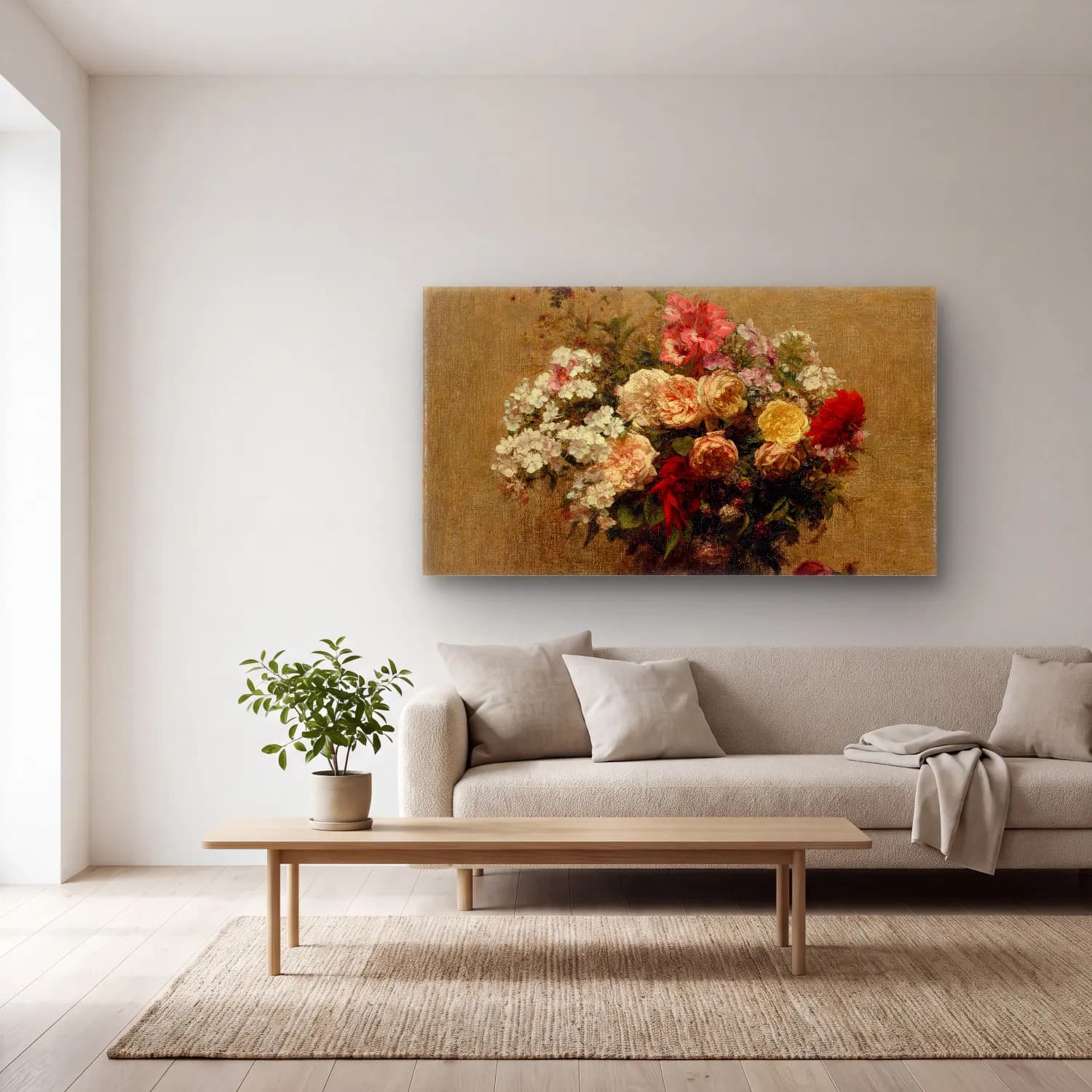 Henri Fantin-Latour – Summer Flowers cam tablo — açık renk salonda