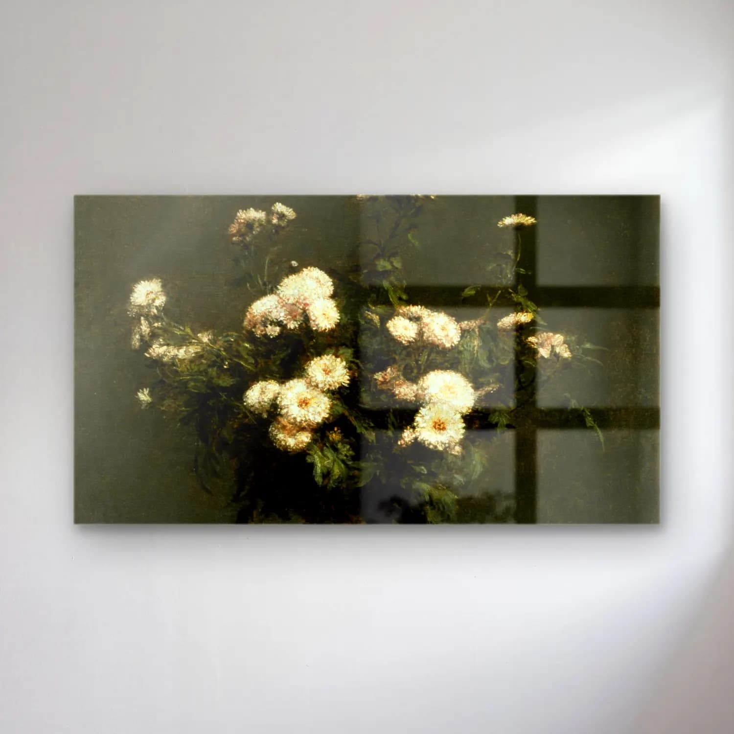 Henri Fantin-Latour – Vase of Chrysanthemums cam tablo — Henri Fantin-Latour – Vase of Chrysanthemums — empresyonist vazoda çiçek buketi
