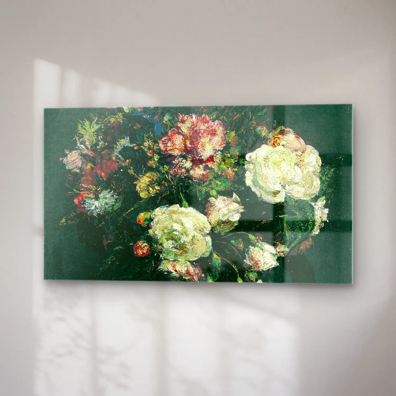 Henri Fantin-Latour – Vase of Flowers – Pastel Tonlar cam tablo — sağ açıdan görünüm