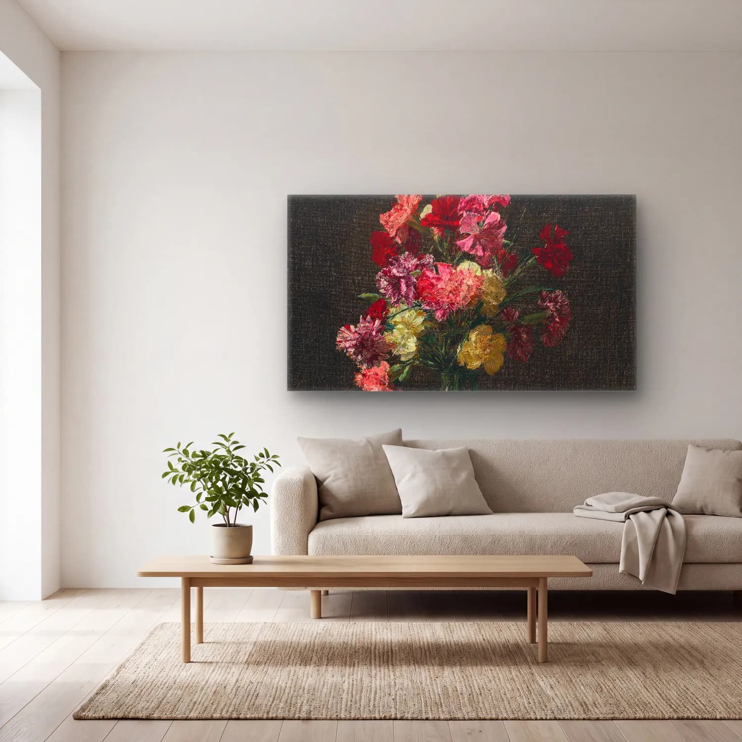 Henri Fantin-Latour – Œillets cam tablo — açık renk salonda