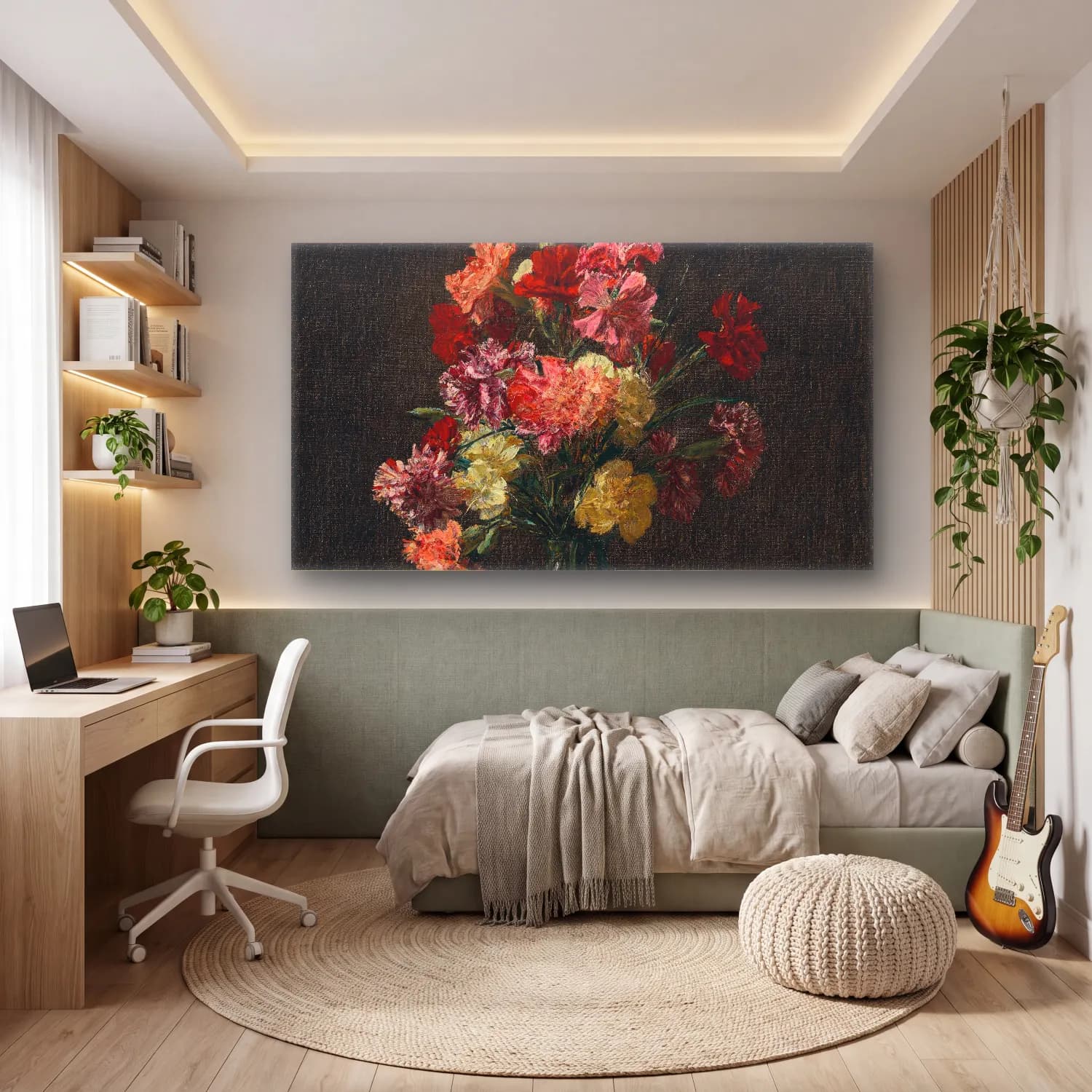Henri Fantin-Latour – Œillets cam tablo — genç odasında