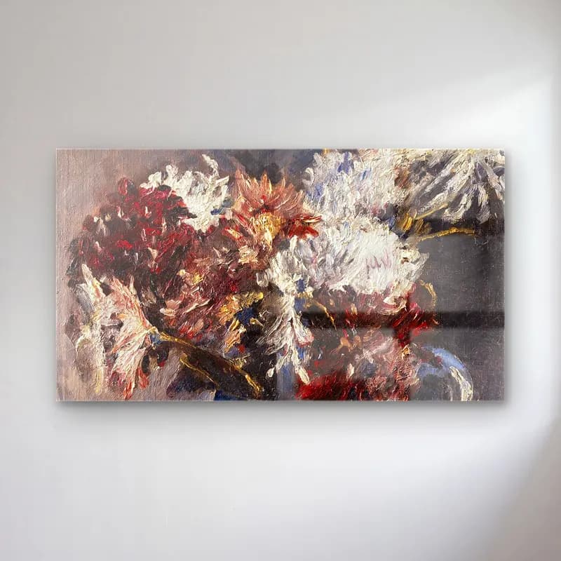 Lovis Corinth – Chrysanthemen im Krug cam tablo — Lovis Corinth – Chrysanthemen im Krug — empresyonist vazoda çiçek buketi