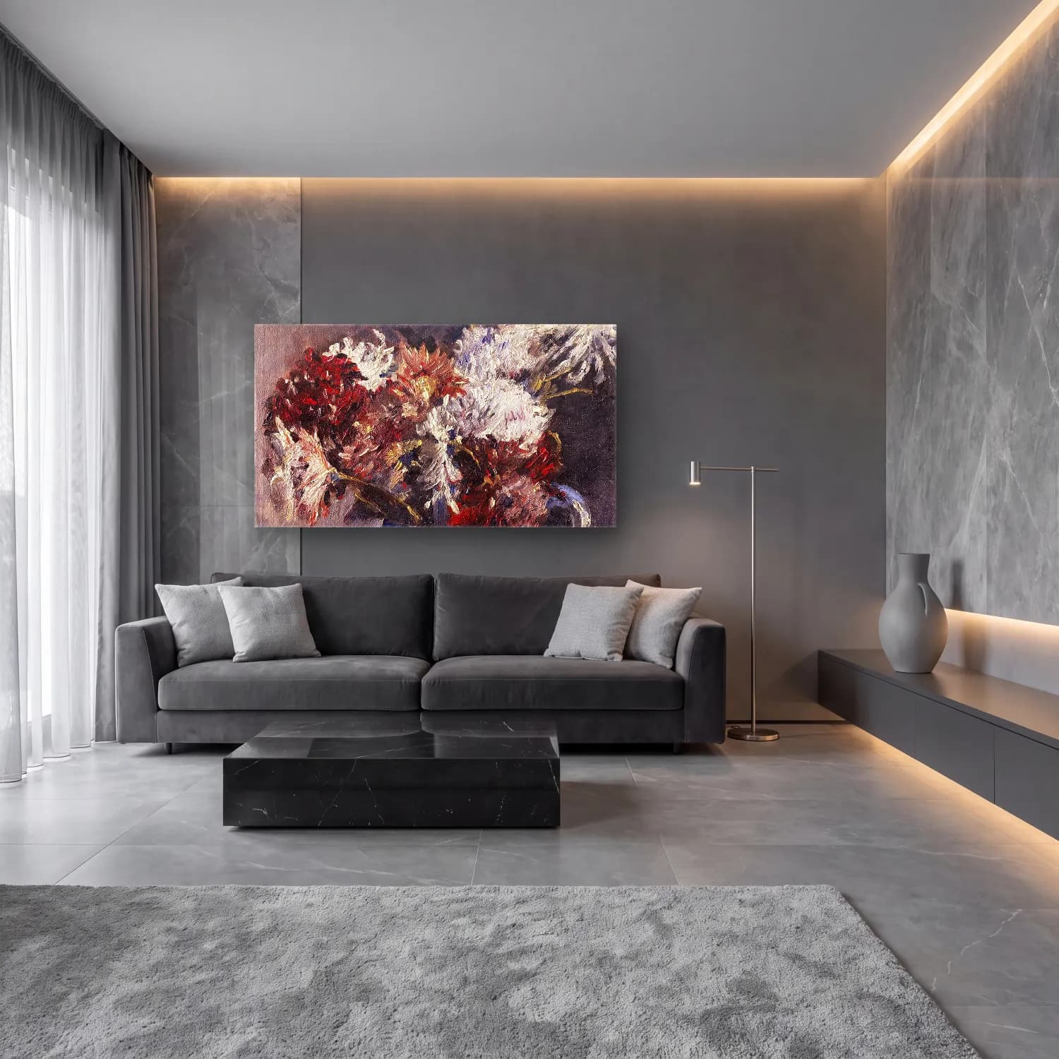 Lovis Corinth – Chrysanthemen im Krug cam tablo — lüks salon duvarında