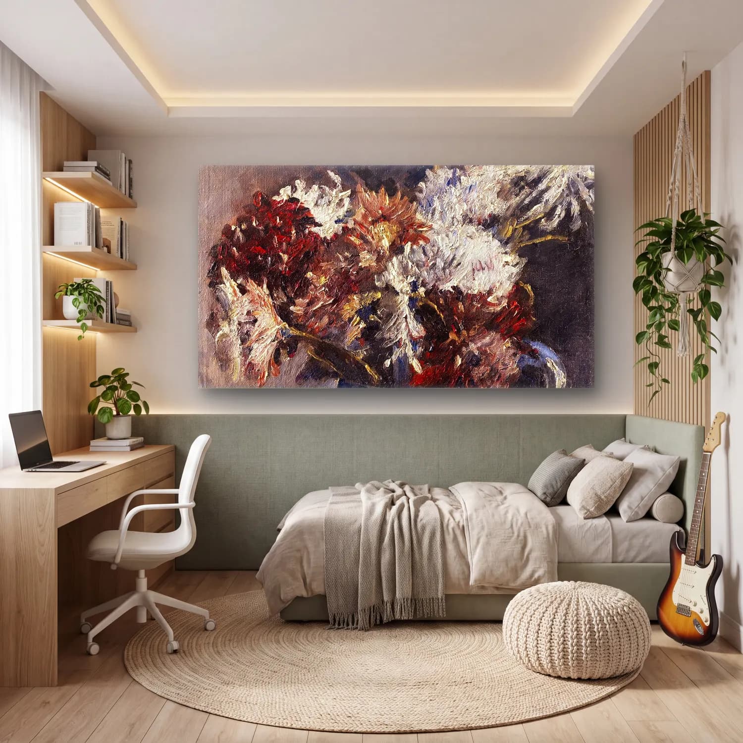 Lovis Corinth – Chrysanthemen im Krug cam tablo — genç odasında