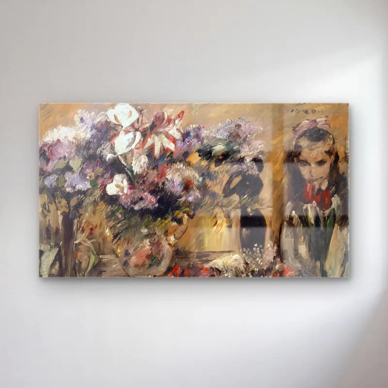 Lovis Corinth – Flowers And Daughter Wilhelmine cam tablo — Lovis Corinth – Flowers And Daughter Wilhelmine — empresyonist vazoda çiçek buketi