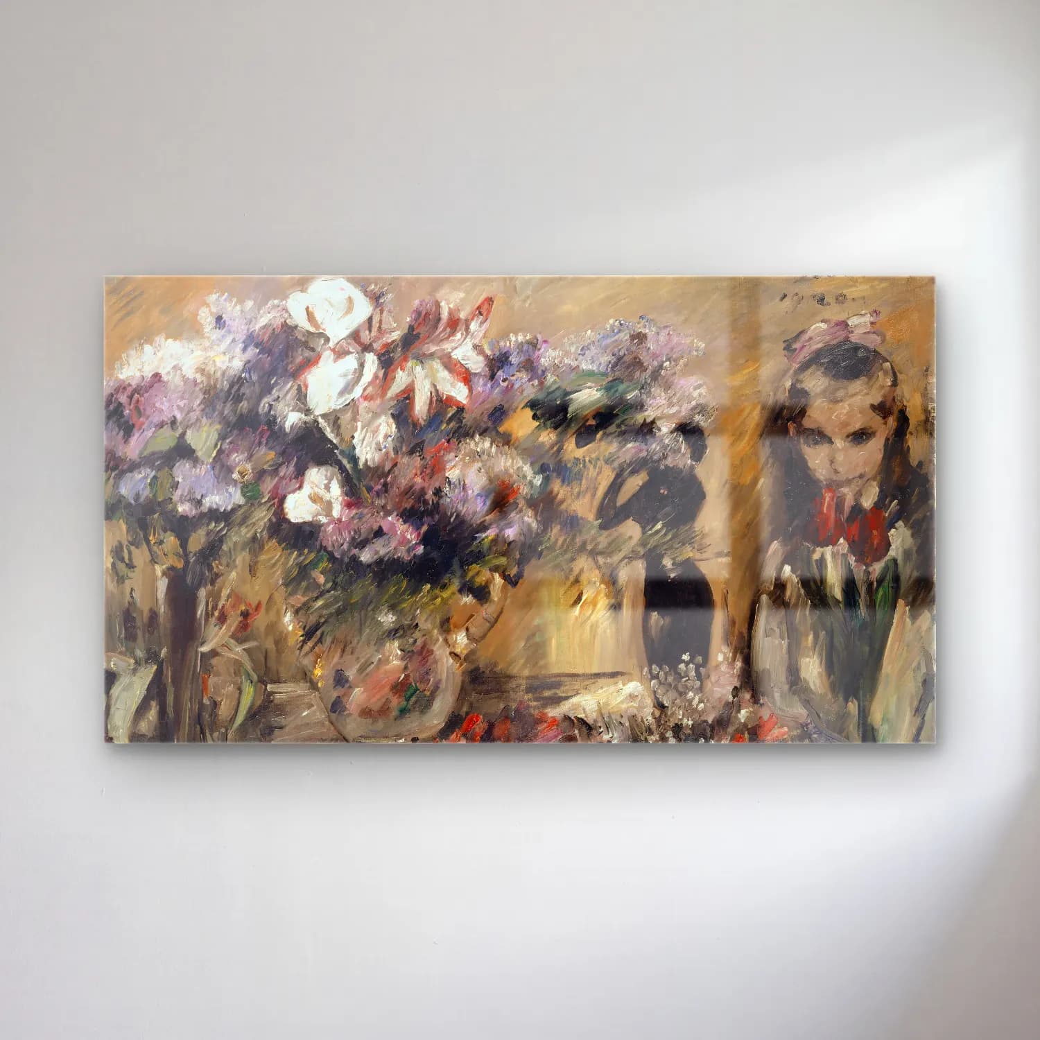 Lovis Corinth – Flowers And Daughter Wilhelmine cam tablo — Lovis Corinth – Flowers And Daughter Wilhelmine — empresyonist vazoda çiçek buketi