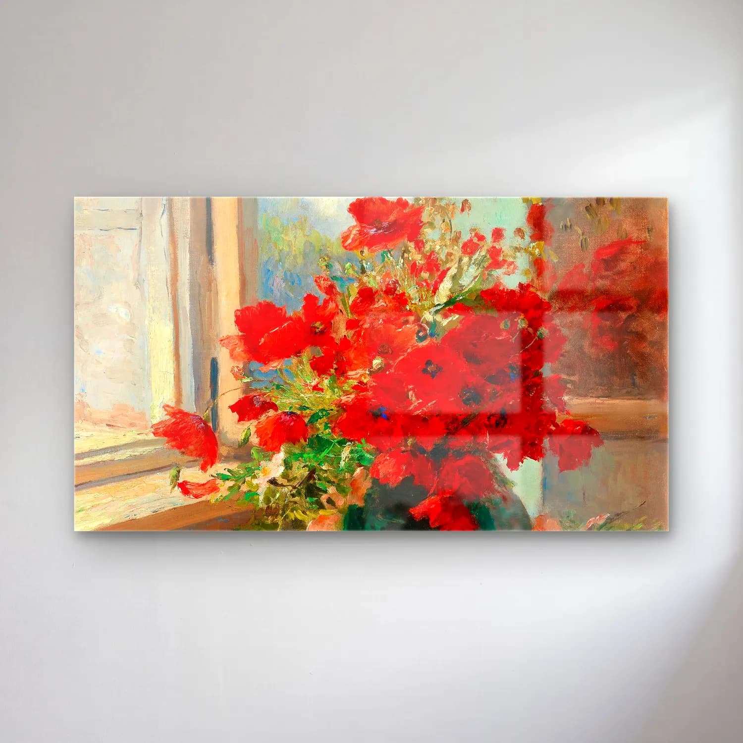 Olga Wisinger-Florian – Olga Wisinger-Florian - A bouquet of poppies by the window cam tablo — Olga Wisinger-Florian – Olga Wisinger-Florian - A bouquet of poppies by the window — empresyonist gelincikler