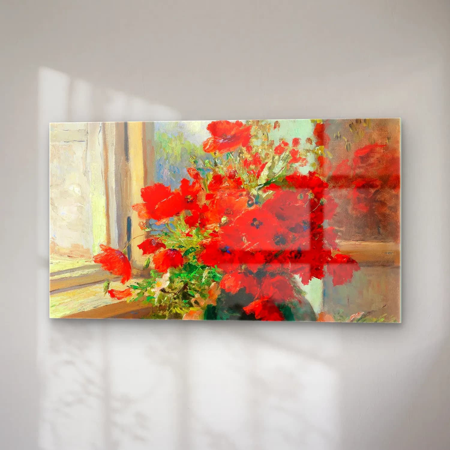 Olga Wisinger-Florian – Olga Wisinger-Florian - A bouquet of poppies by the window cam tablo — sağ açıdan görünüm