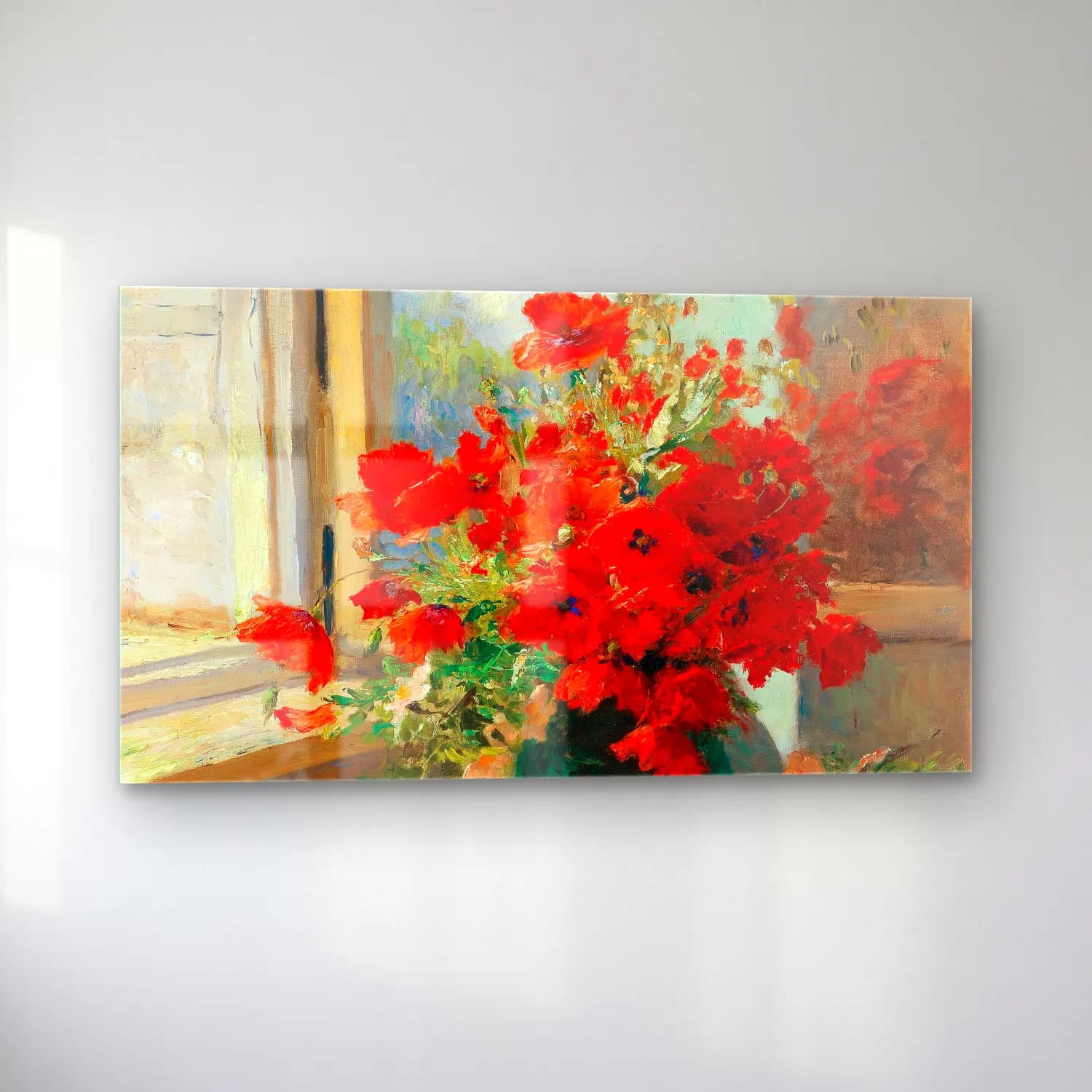Olga Wisinger-Florian – Olga Wisinger-Florian - A bouquet of poppies by the window cam tablo — sol açıdan görünüm
