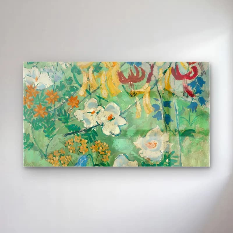 August Babberger – Blumen cam tablo — August Babberger – Blumen — empresyonist çiçek bahçesi