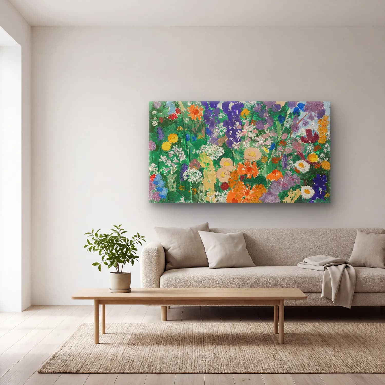August Babberger – Blumen am Berg cam tablo — açık renk salonda