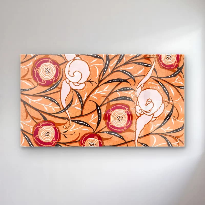 E.A. Séguy – Art Nouveau Flower pattern stencil print in oriental style cam tablo — E.A. Séguy – Art Nouveau Flower pattern stencil print in oriental style — boho çiçek deseni