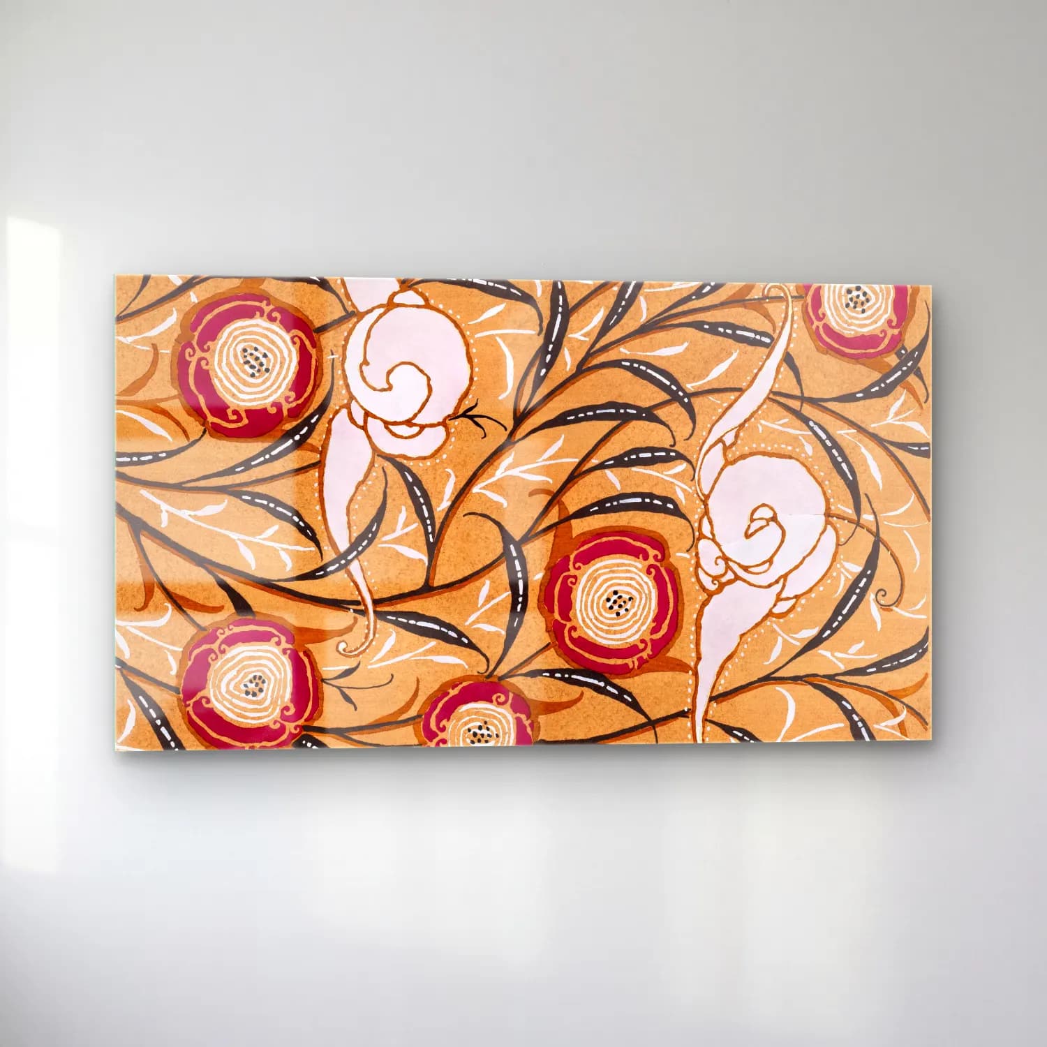 E.A. Séguy – Art Nouveau Flower pattern stencil print in oriental style cam tablo — sol açıdan görünüm