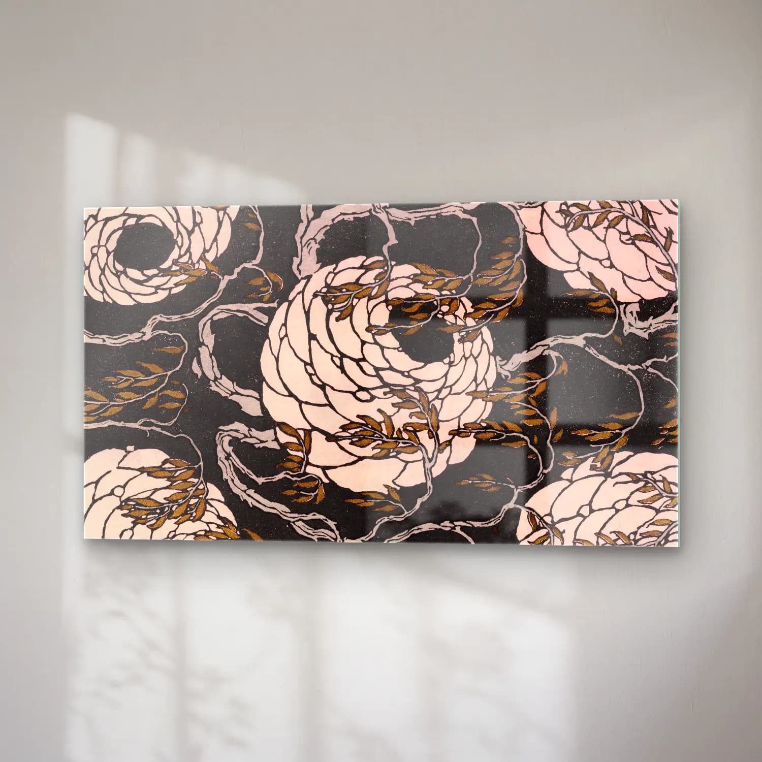 E.A. Séguy – Flower pattern Art Deco stencil print in oriental style cam tablo — sağ açıdan görünüm