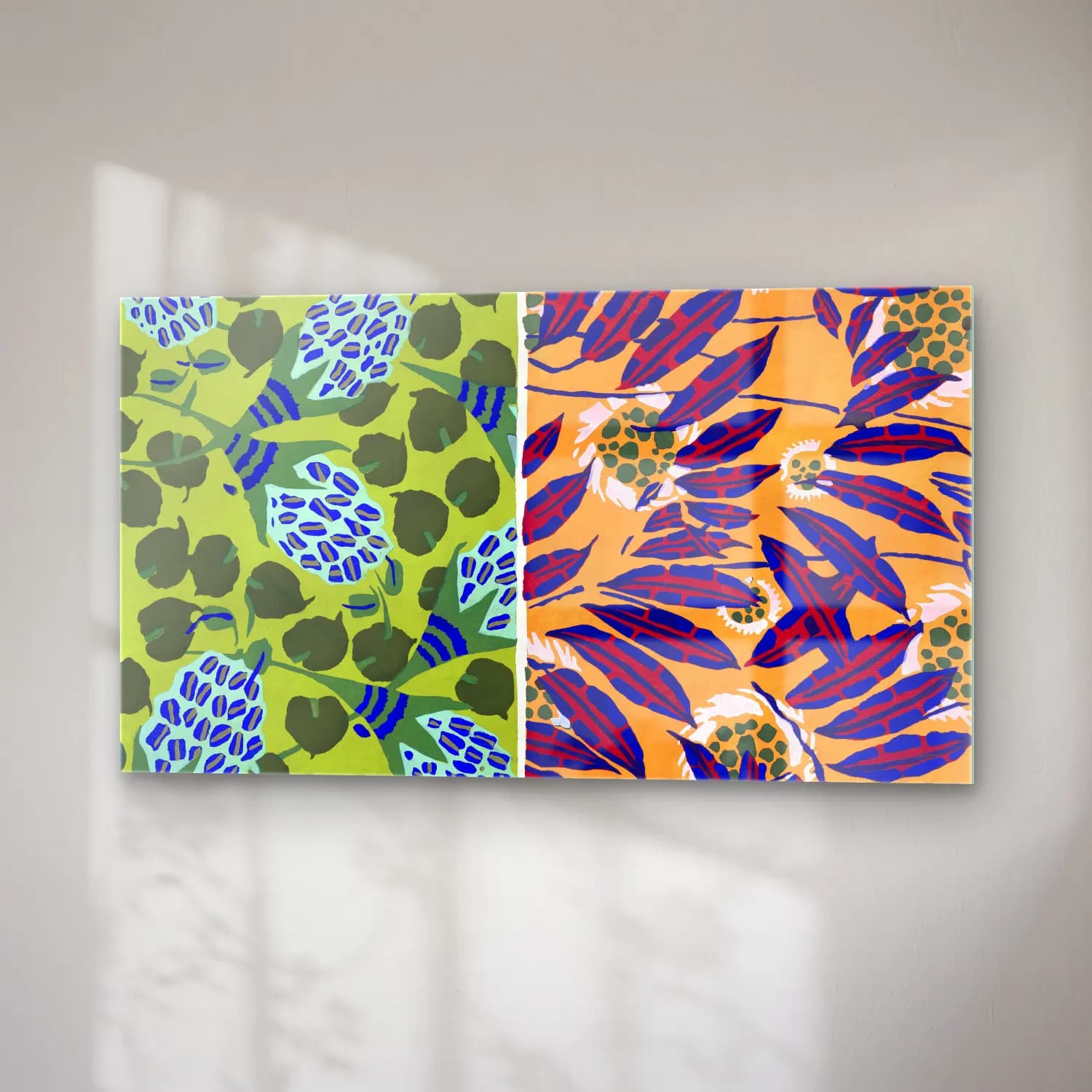 E.A. Séguy – Vintage floral patterns, Art Nouveau flower pochoir stencil… – Yeşil Tonlar cam tablo — sağ açıdan görünüm