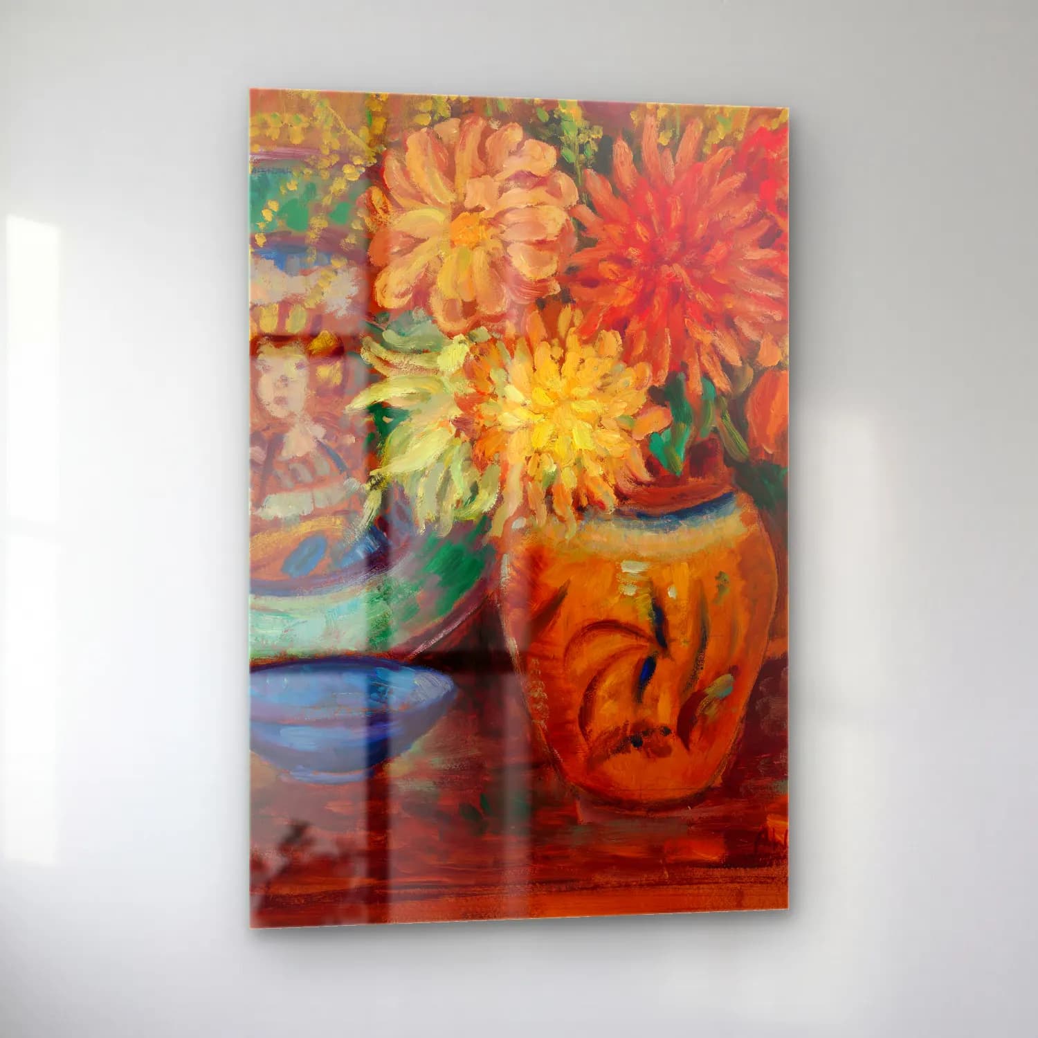 Alfred William Finch – Krysanteemeja – Pastel Tonlar cam tablo — sol açıdan görünüm