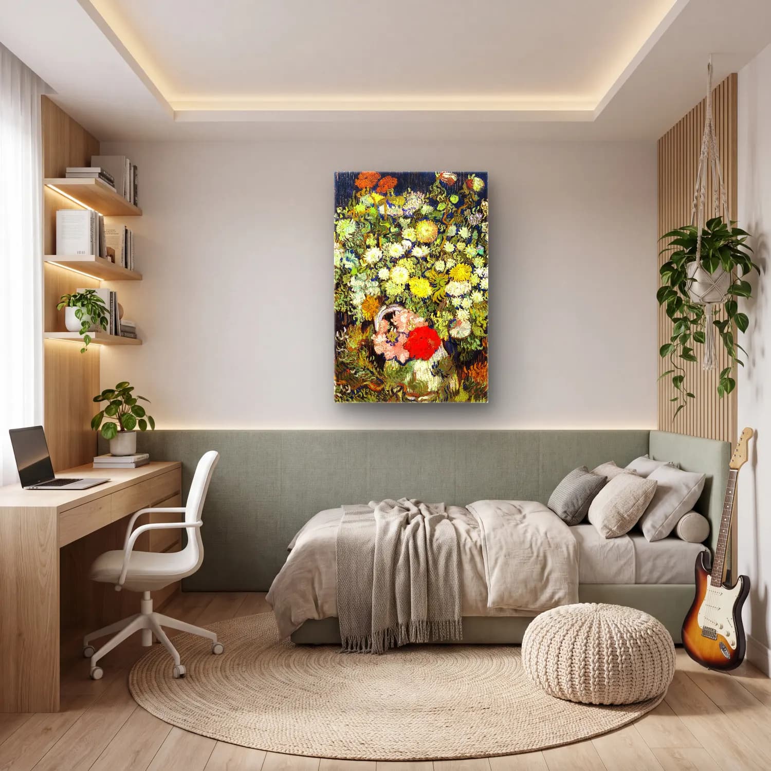Vincent van Gogh – Bouquet of Flowers in a Vase cam tablo — genç odasında