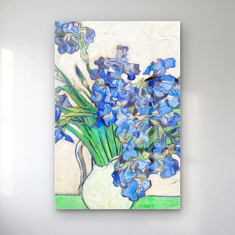 Vincent van Gogh – Irises – Mavi Tonlar cam tablo — Vincent van Gogh – Irises – Mavi Tonlar — empresyonist süsenler