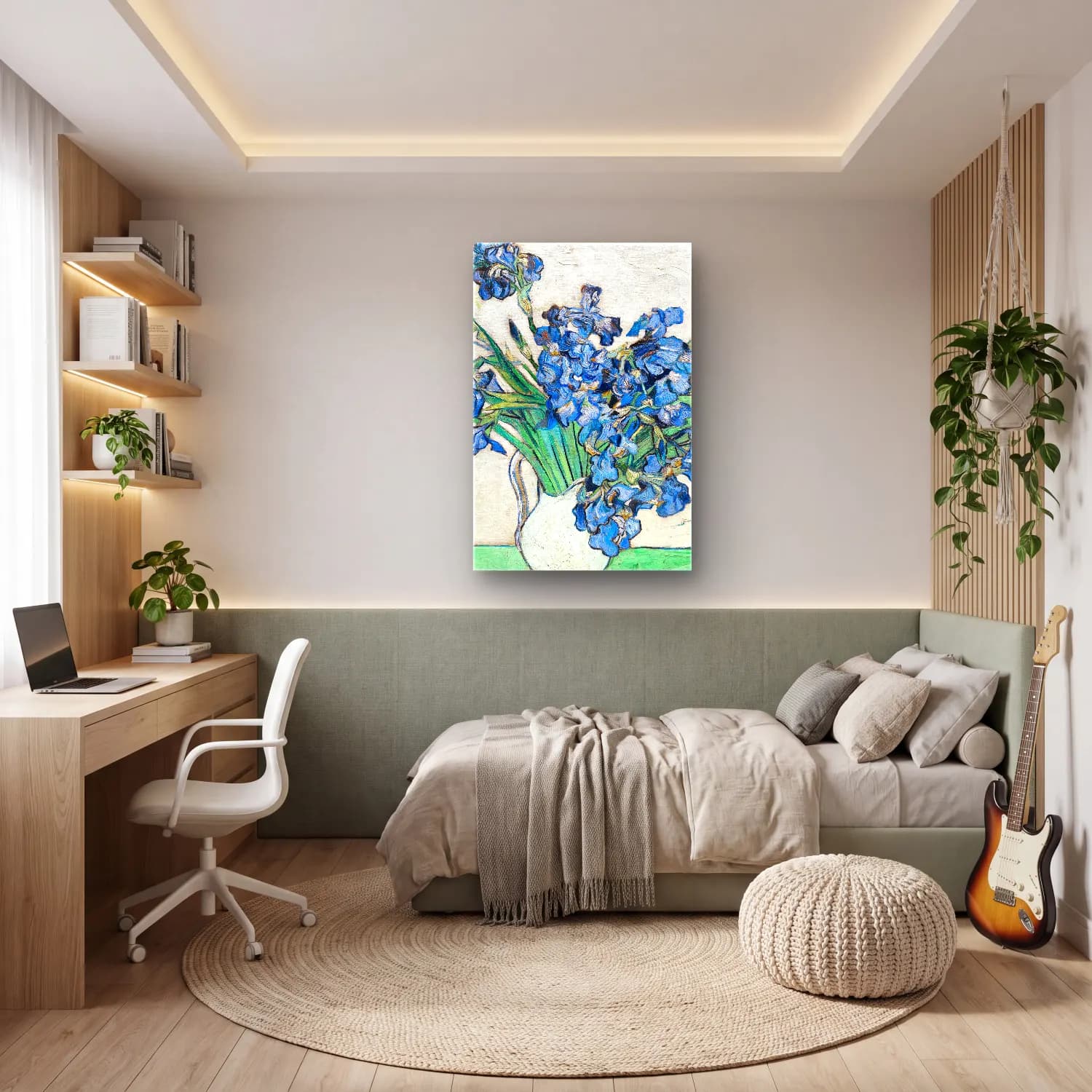 Vincent van Gogh – Irises – Mavi Tonlar cam tablo — genç odasında