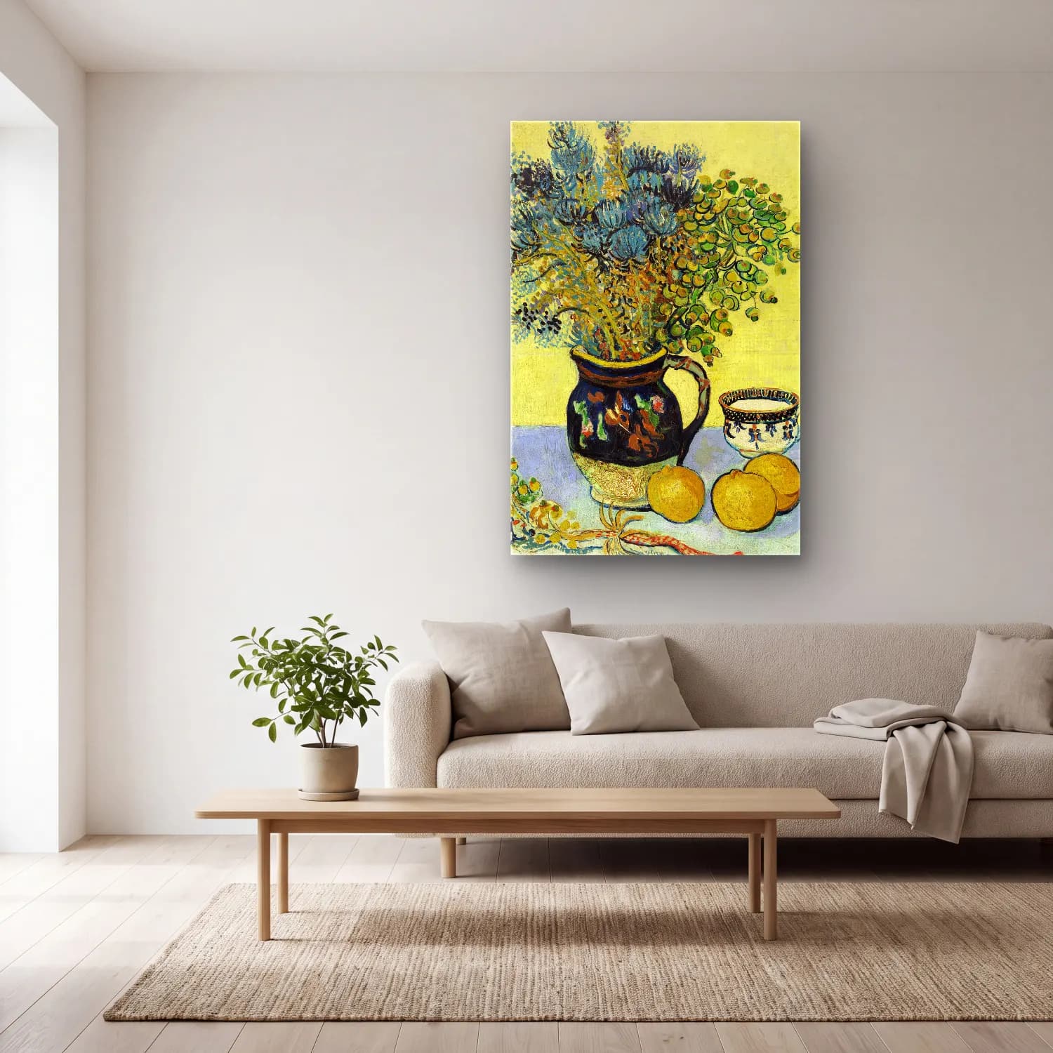 Vincent van Gogh – Still Life (Nature morte) cam tablo — açık renk salonda