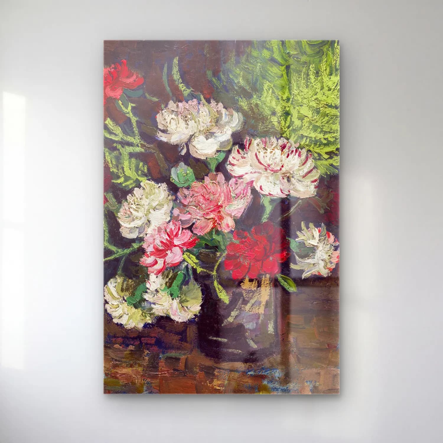 Vincent van Gogh – Vase with Carnations cam tablo — Vincent van Gogh – Vase with Carnations — empresyonist vazoda çiçek buketi