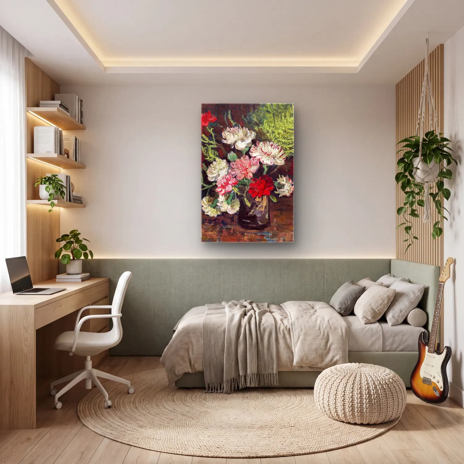 Vincent van Gogh – Vase with Carnations cam tablo — genç odasında
