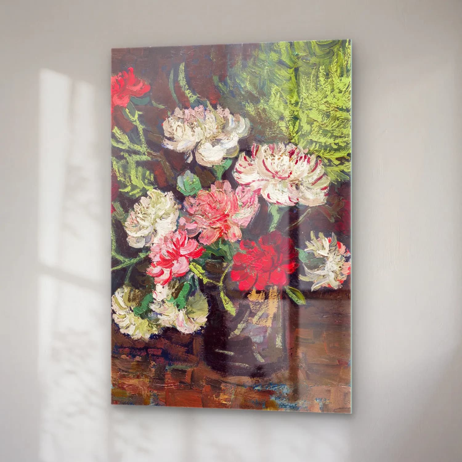 Vincent van Gogh – Vase with Carnations cam tablo — sağ açıdan görünüm