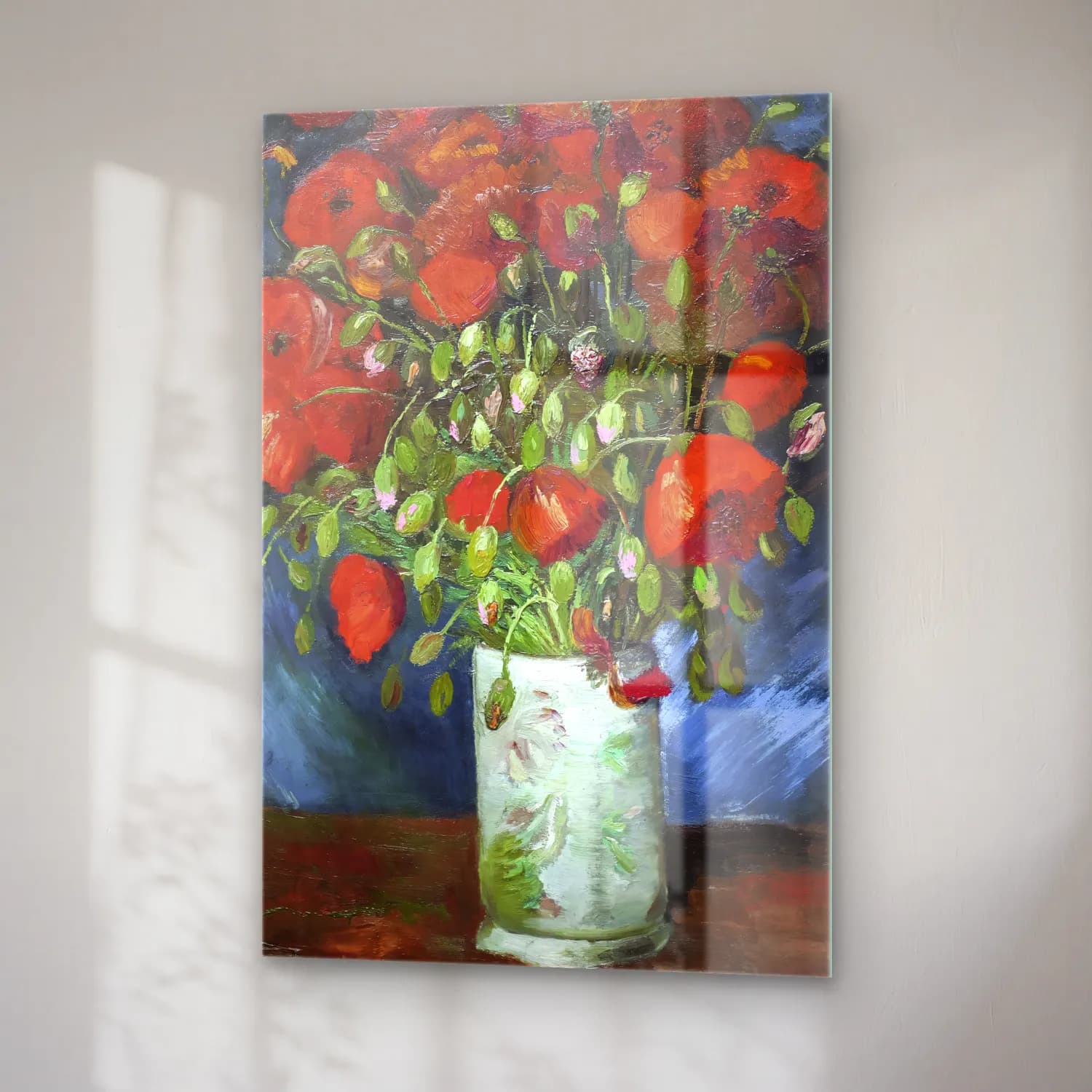 Vincent van Gogh – Vase with Poppies cam tablo — sağ açıdan görünüm