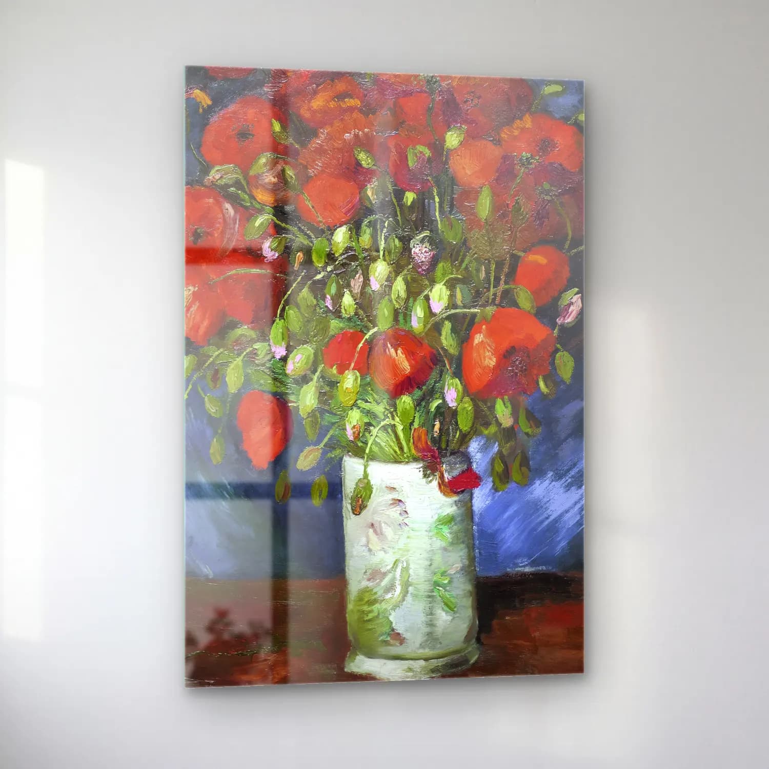 Vincent van Gogh – Vase with Poppies cam tablo — sol açıdan görünüm