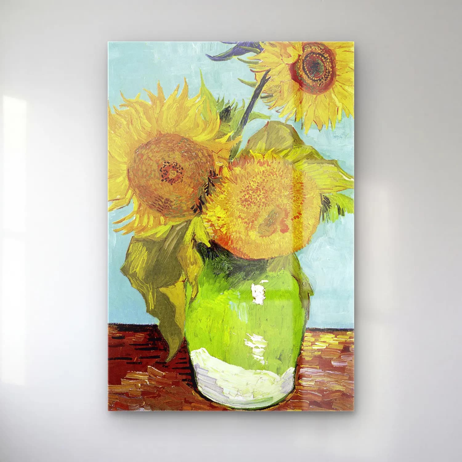 Vincent van Gogh – Vase with Three Sunflowers cam tablo — Vincent van Gogh – Vase with Three Sunflowers — empresyonist ayçiçekleri