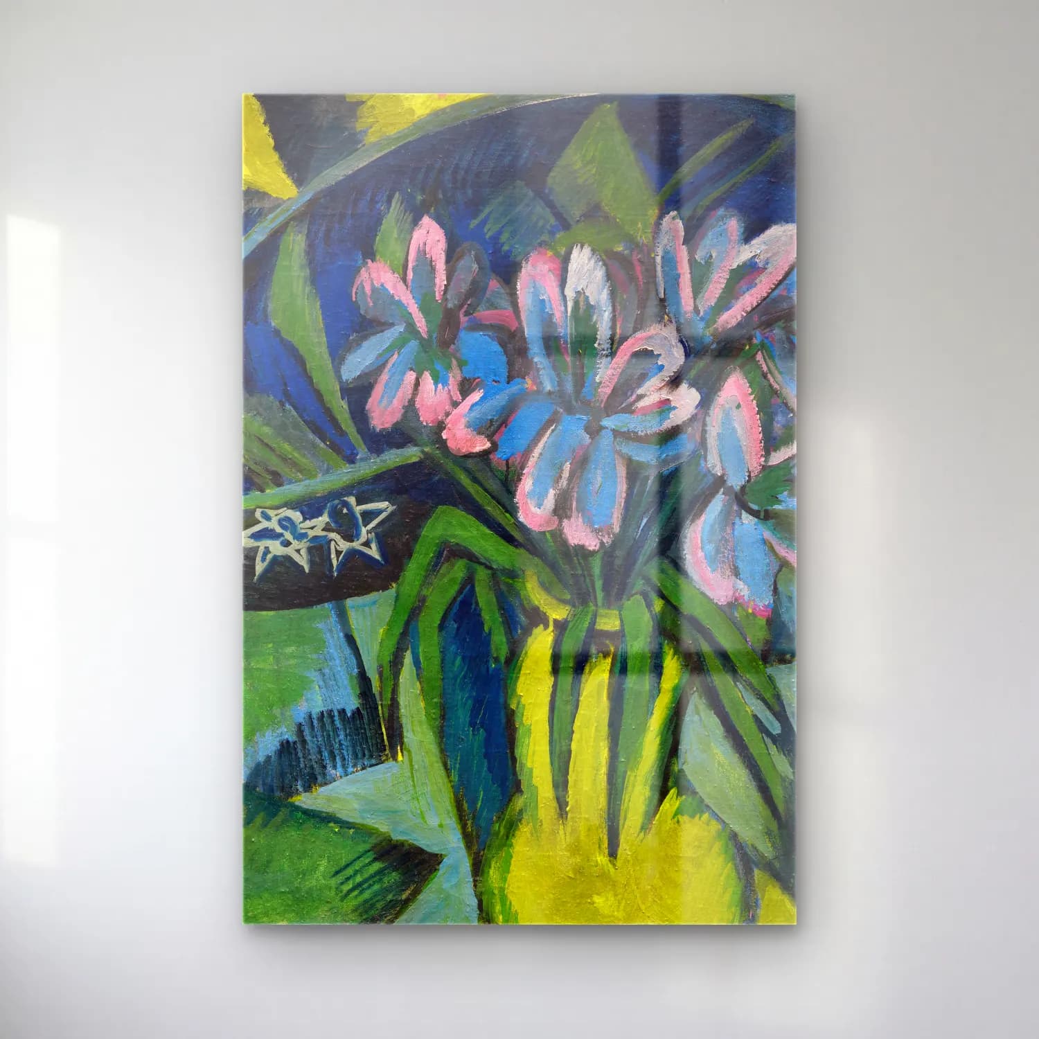 Ernst Ludwig Kirchner – Verblühte Tulpen – Mavi Tonlar cam tablo — Ernst Ludwig Kirchner – Verblühte Tulpen – Mavi Tonlar — yağlı boya zambaklar