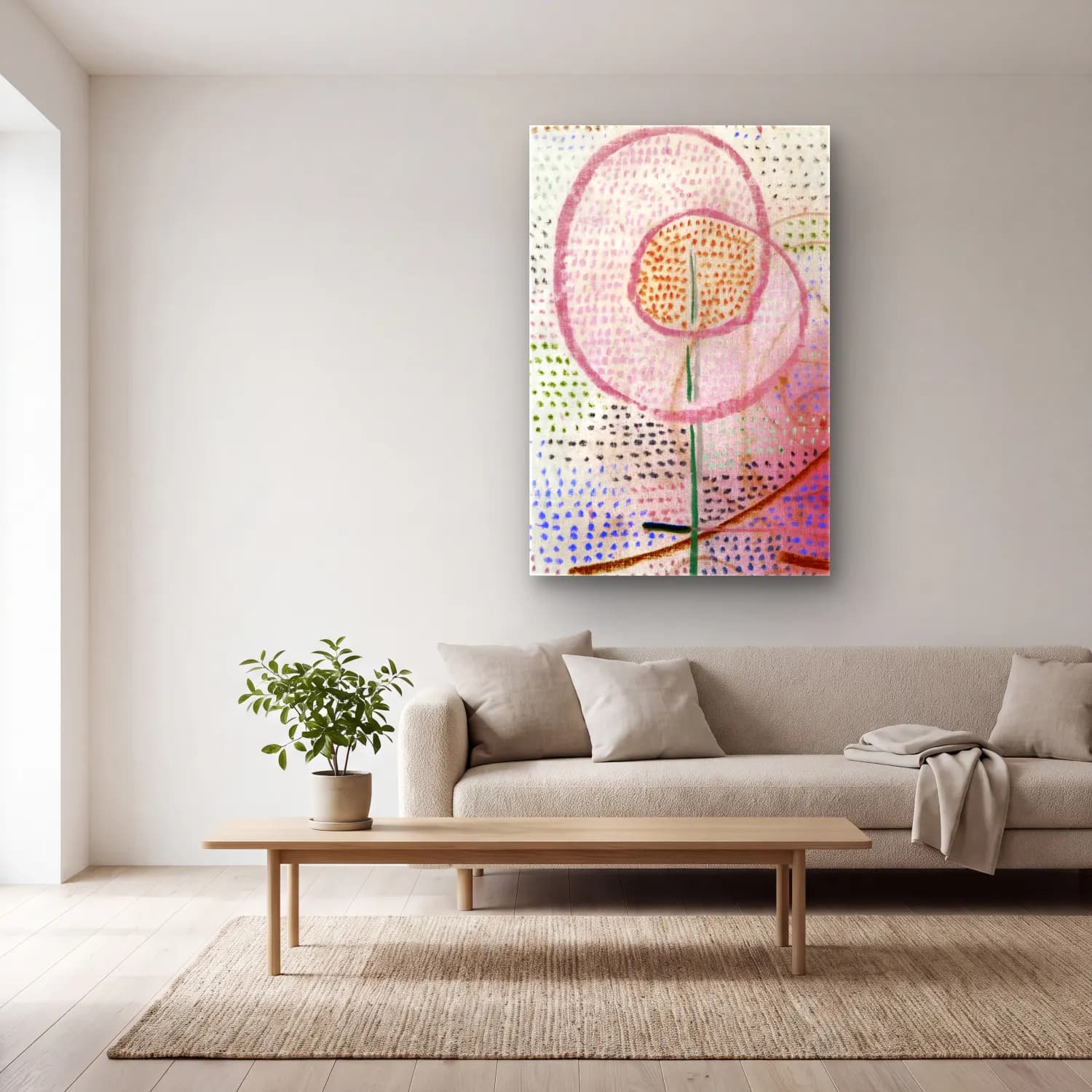 Paul Klee – Blossoming cam tablo — açık renk salonda