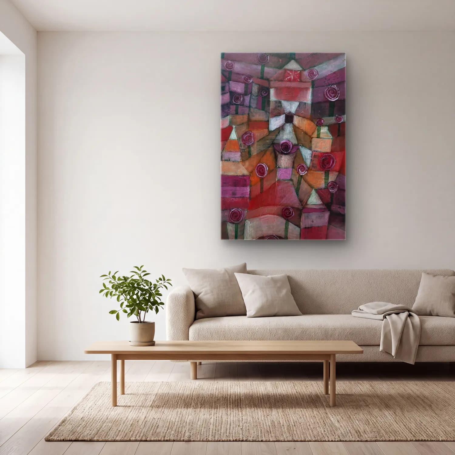 Paul Klee – Rose garden cam tablo — açık renk salonda